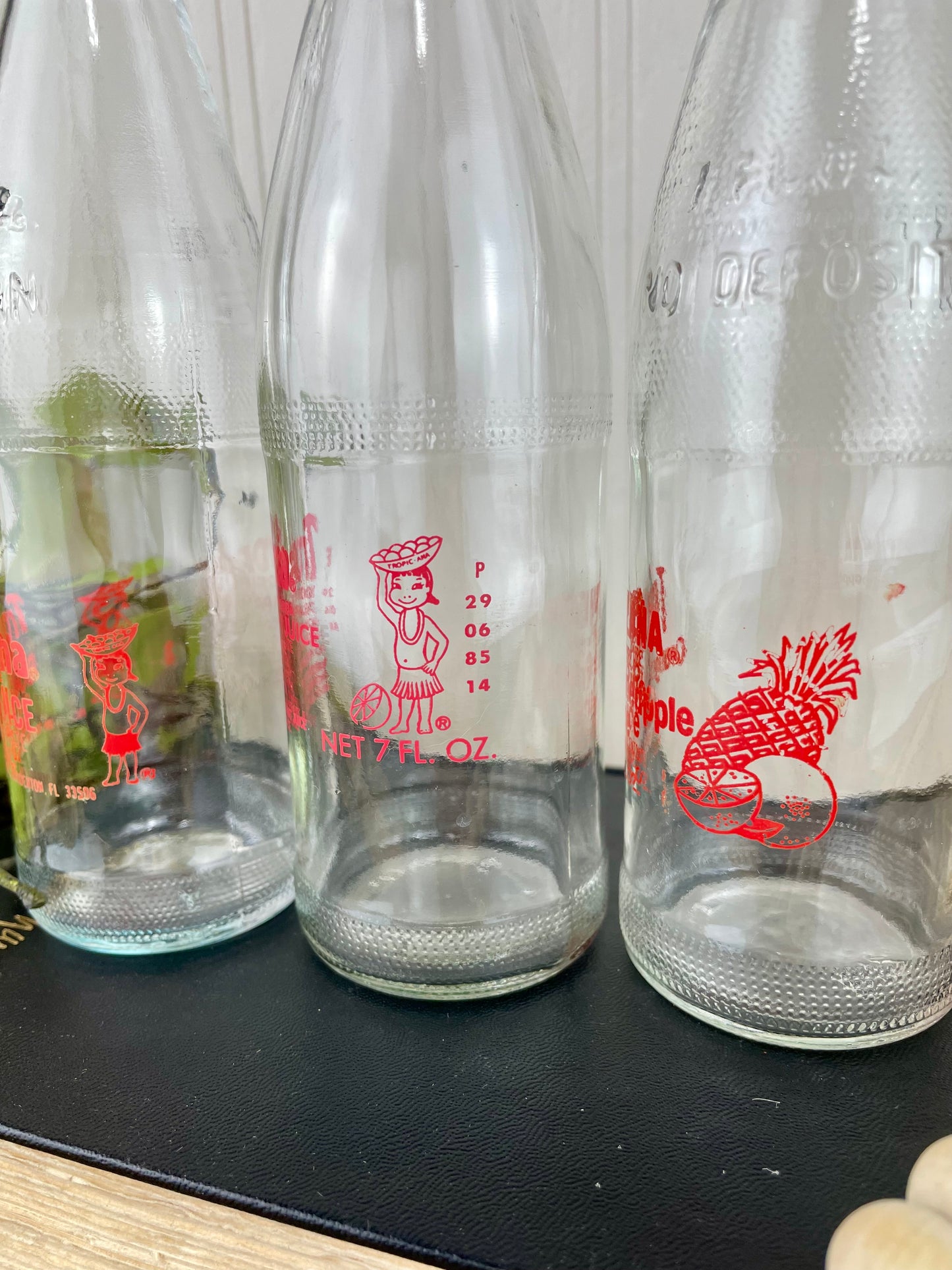 Vintage Set of 3 Glass Tropicana Juice Bottles