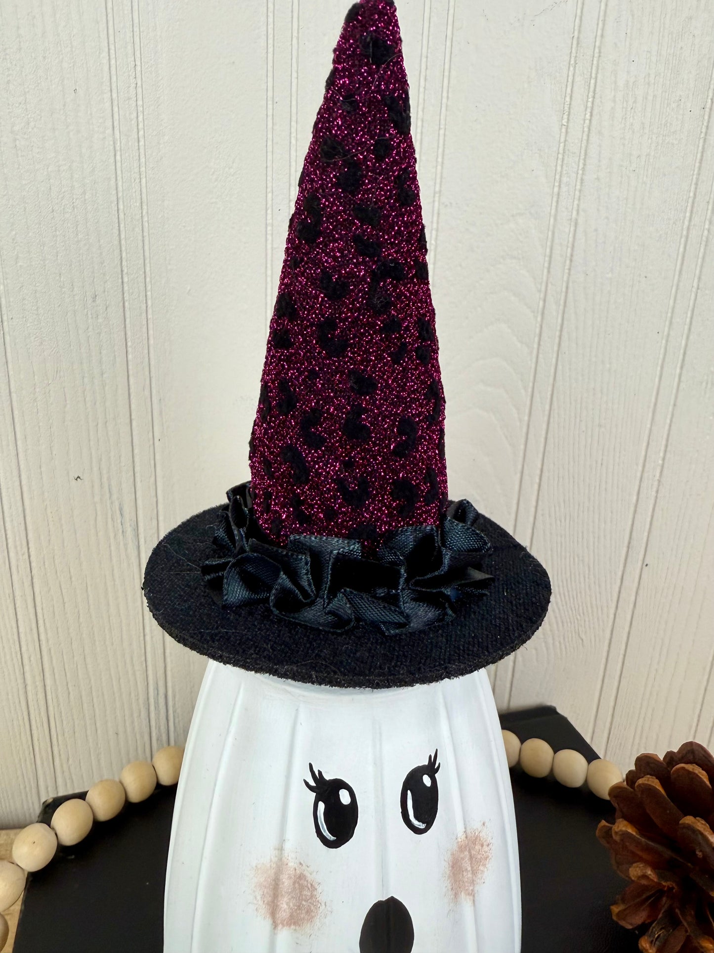 Handmade Light Shade Ghost with Purple Hat