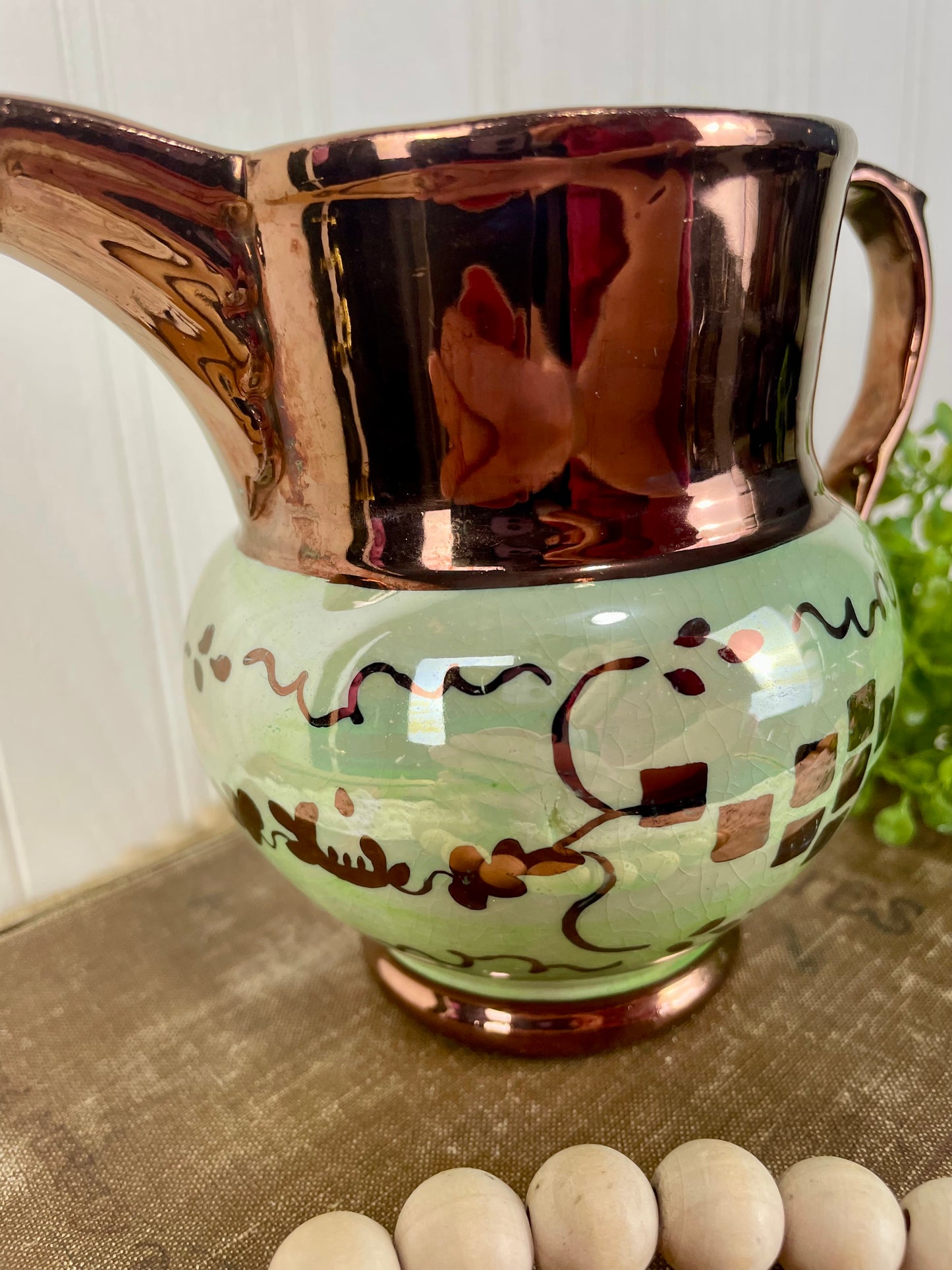 Vintage English Porcelain Copper Lusterware Creamer