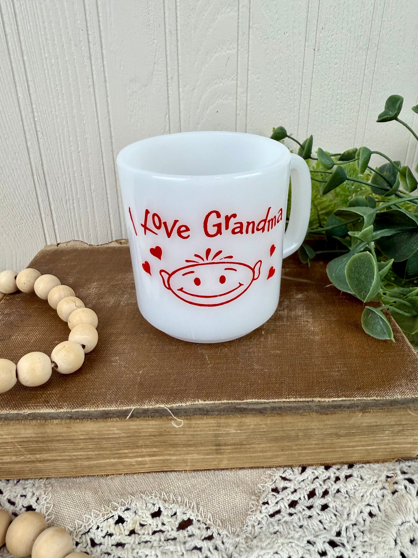 Vintage Milk Glass “I Love Grandma” Mug