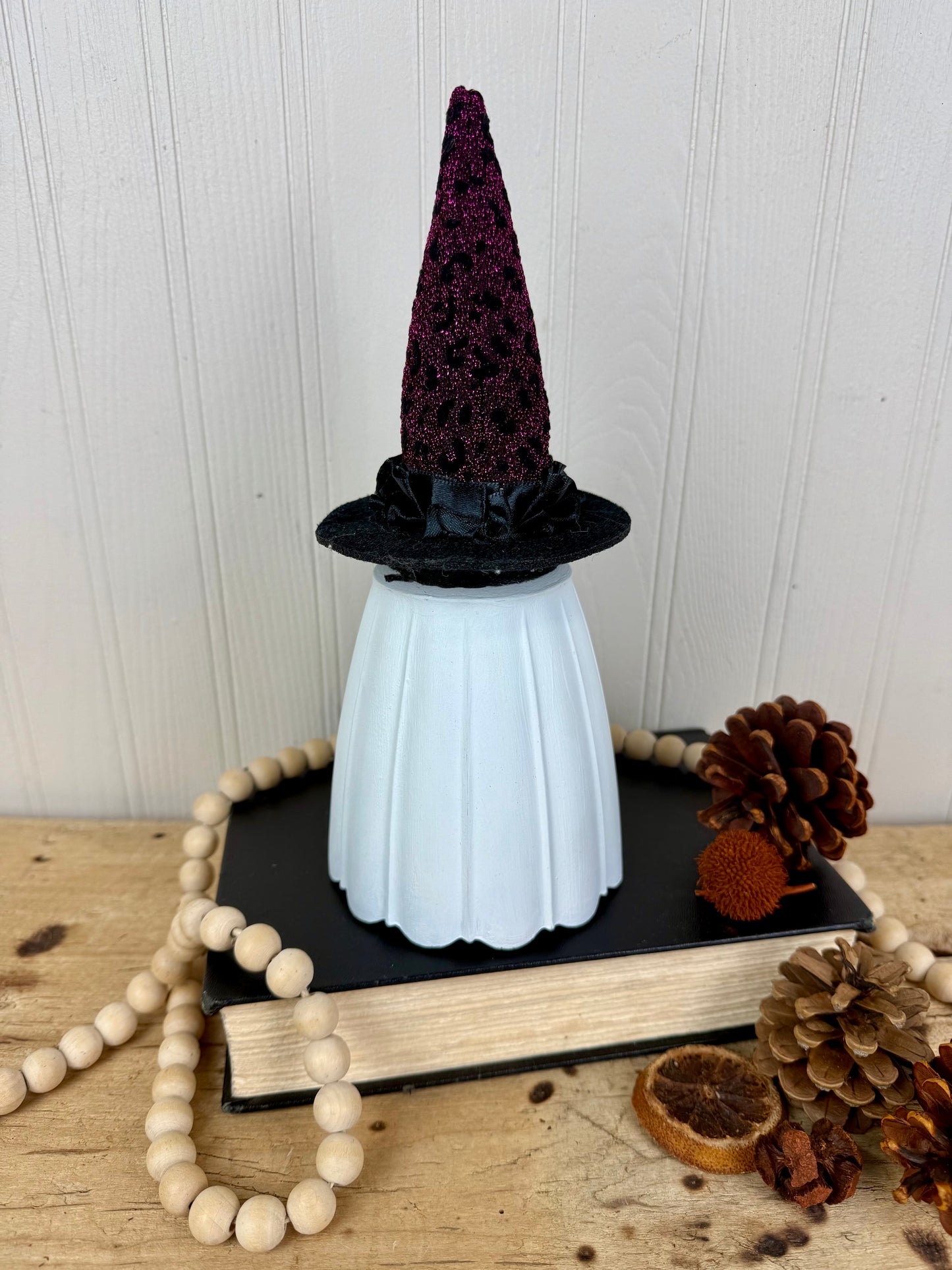 Handmade Light Shade Ghost with Purple Hat