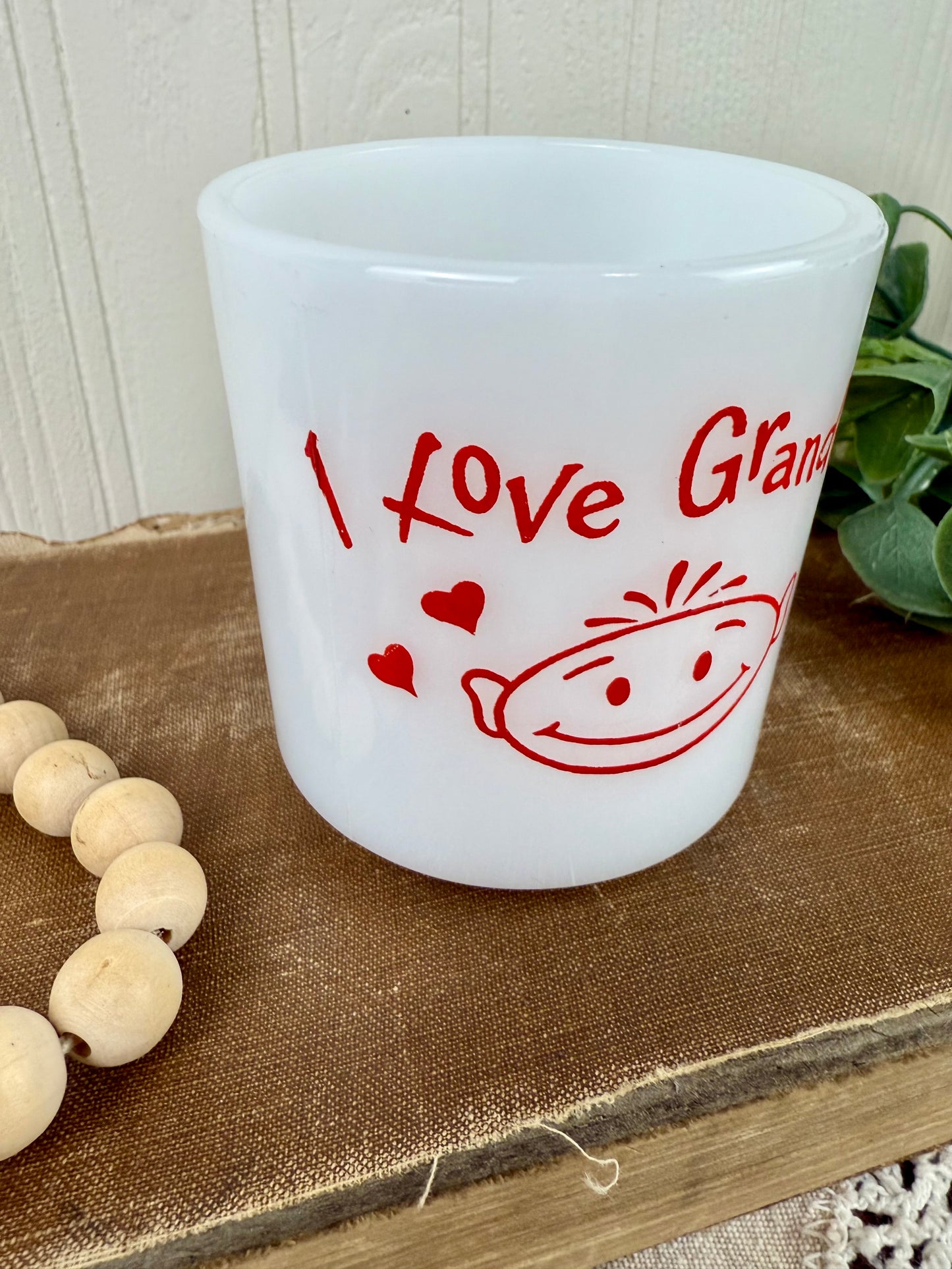 Vintage Milk Glass “I Love Grandma” Mug