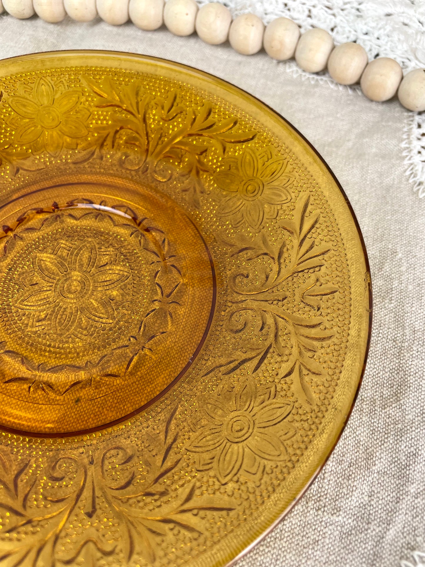 Vintage Indiana Glass Co. Tiara Amber Glass Saucer Plate