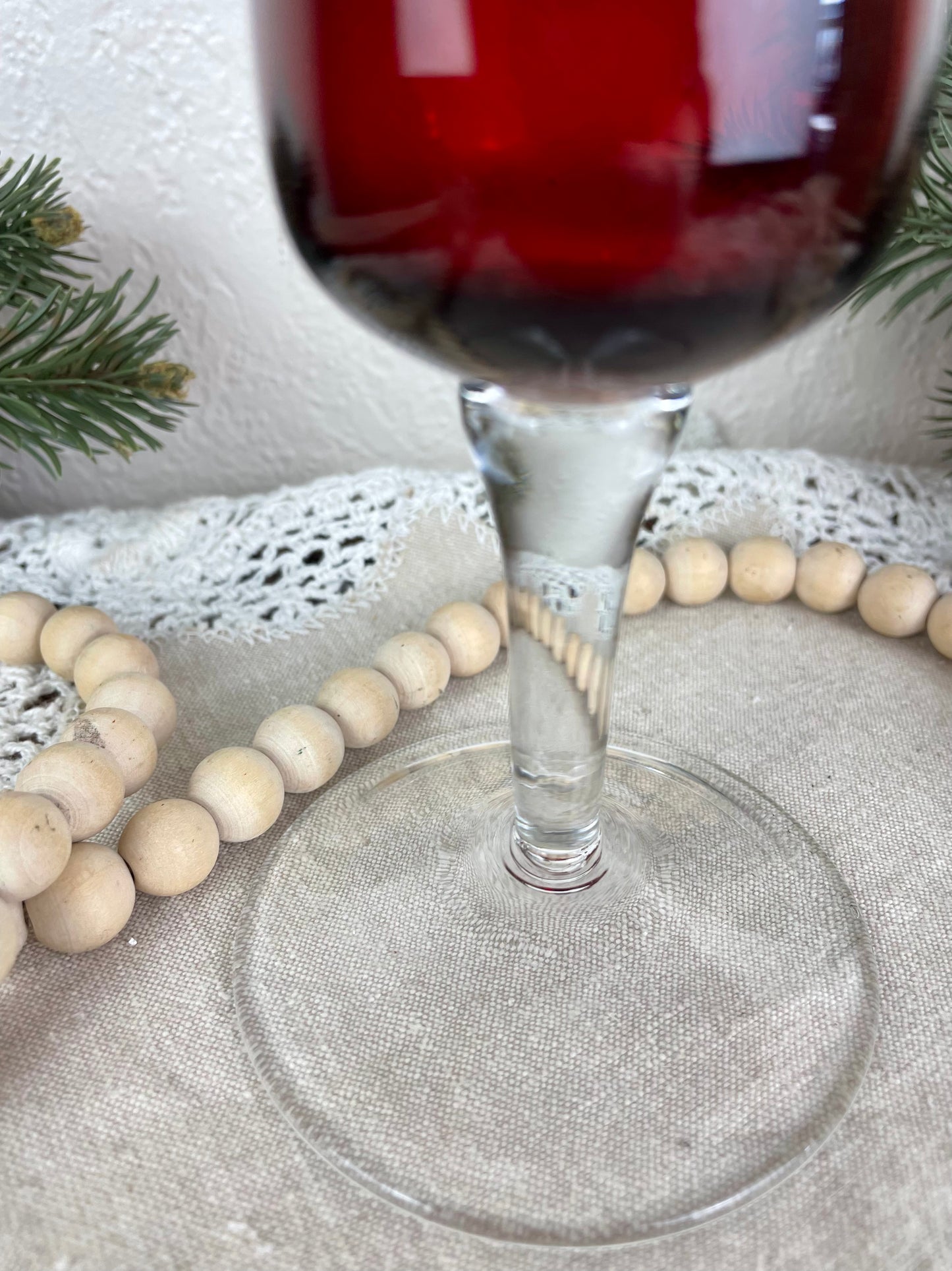 Vintage Ruby Red Wine Glass