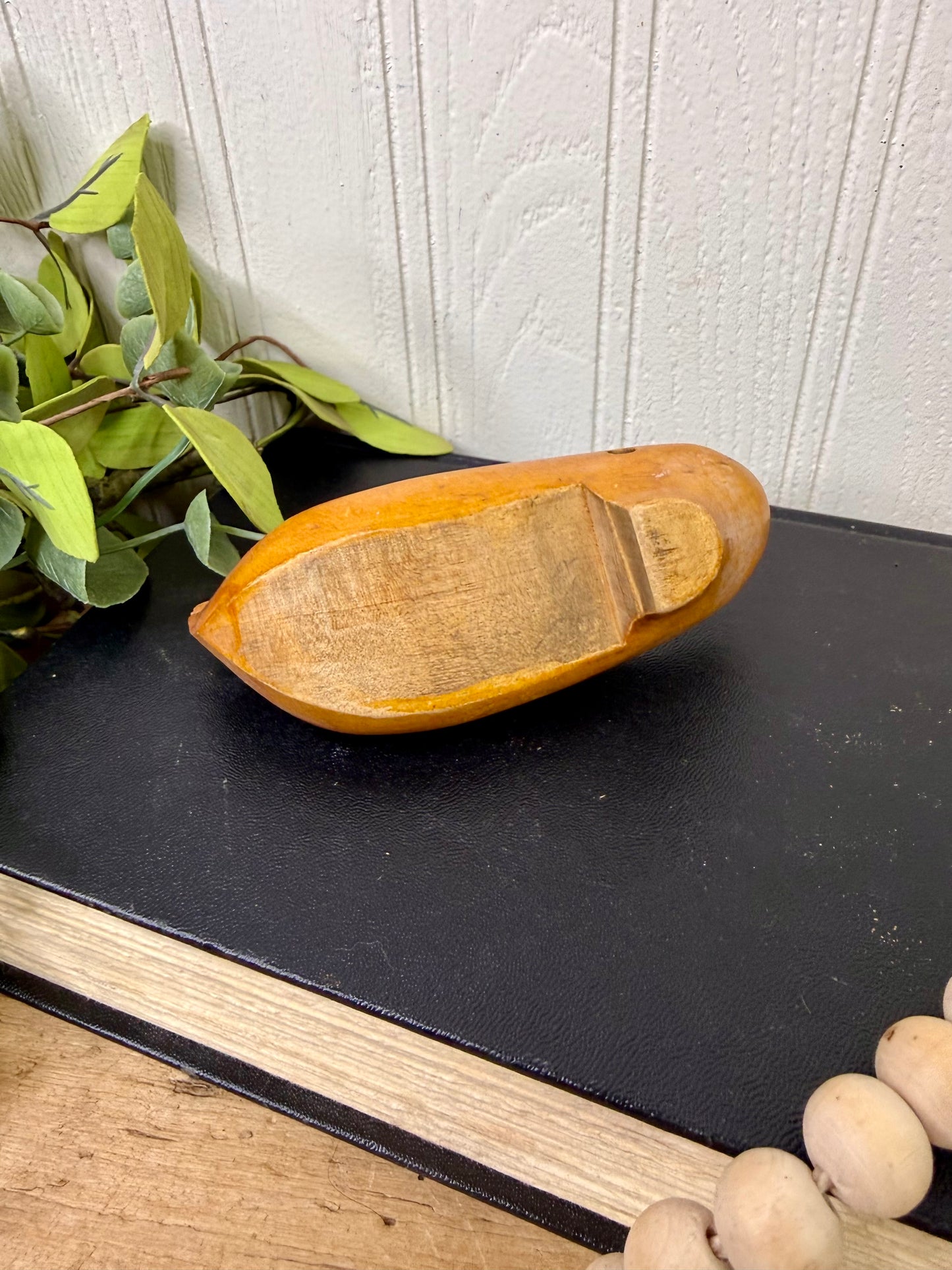 Vintage Hand-Carved Wooden Clog Souvenir