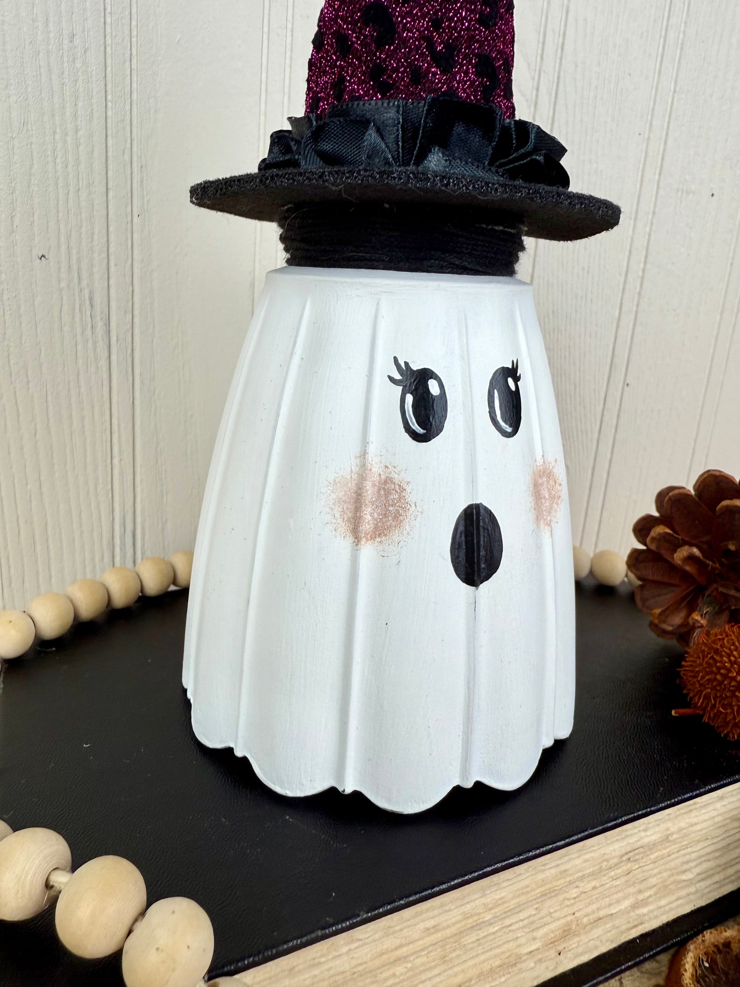 Handmade Light Shade Ghost with Purple Hat