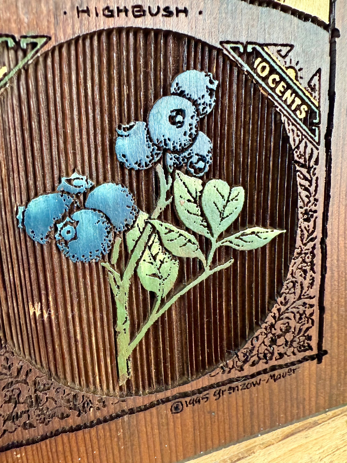Vintage Carved Wood Blueberry Wall Plaque