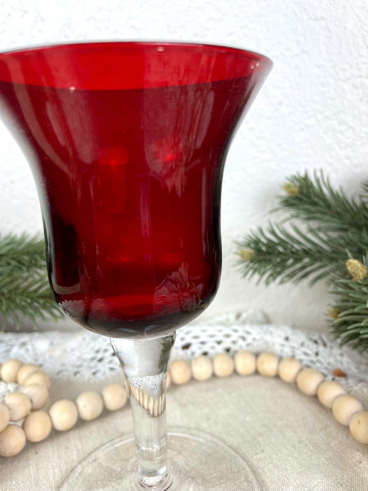 Vintage Ruby Red Wine Glass