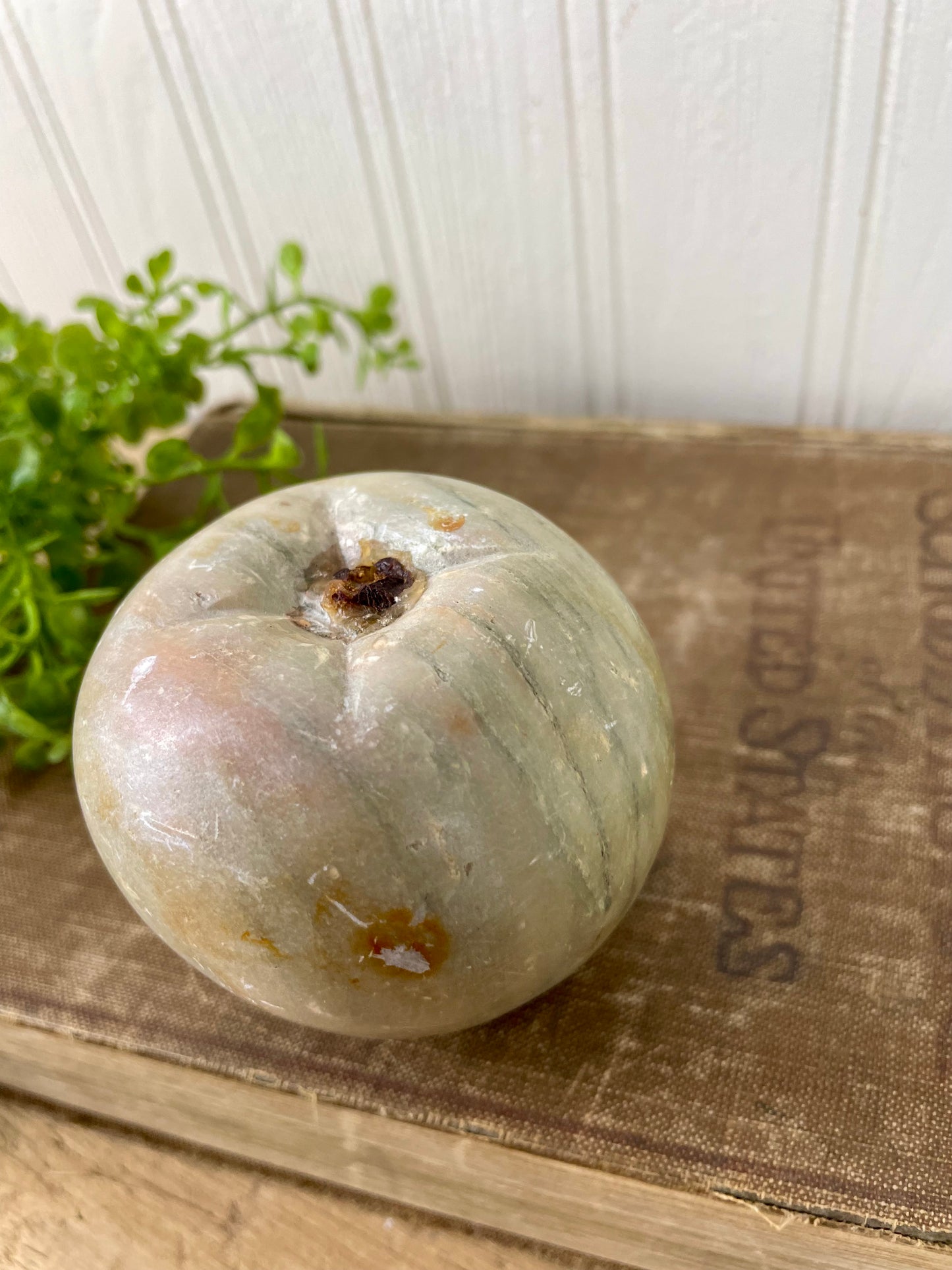 Vintage Carved Marble Apple Paperweight