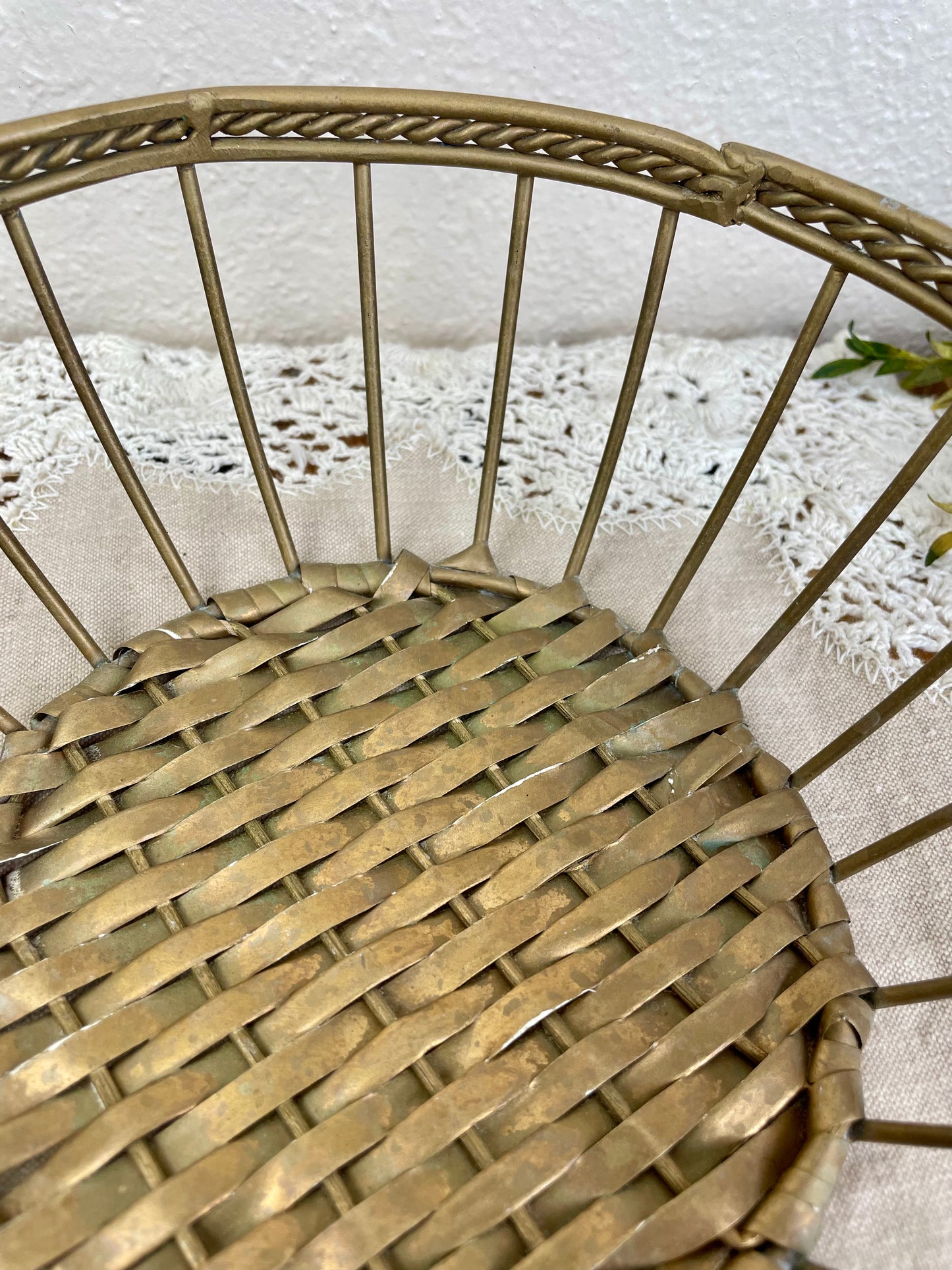 Vintage Gold Metal Basket