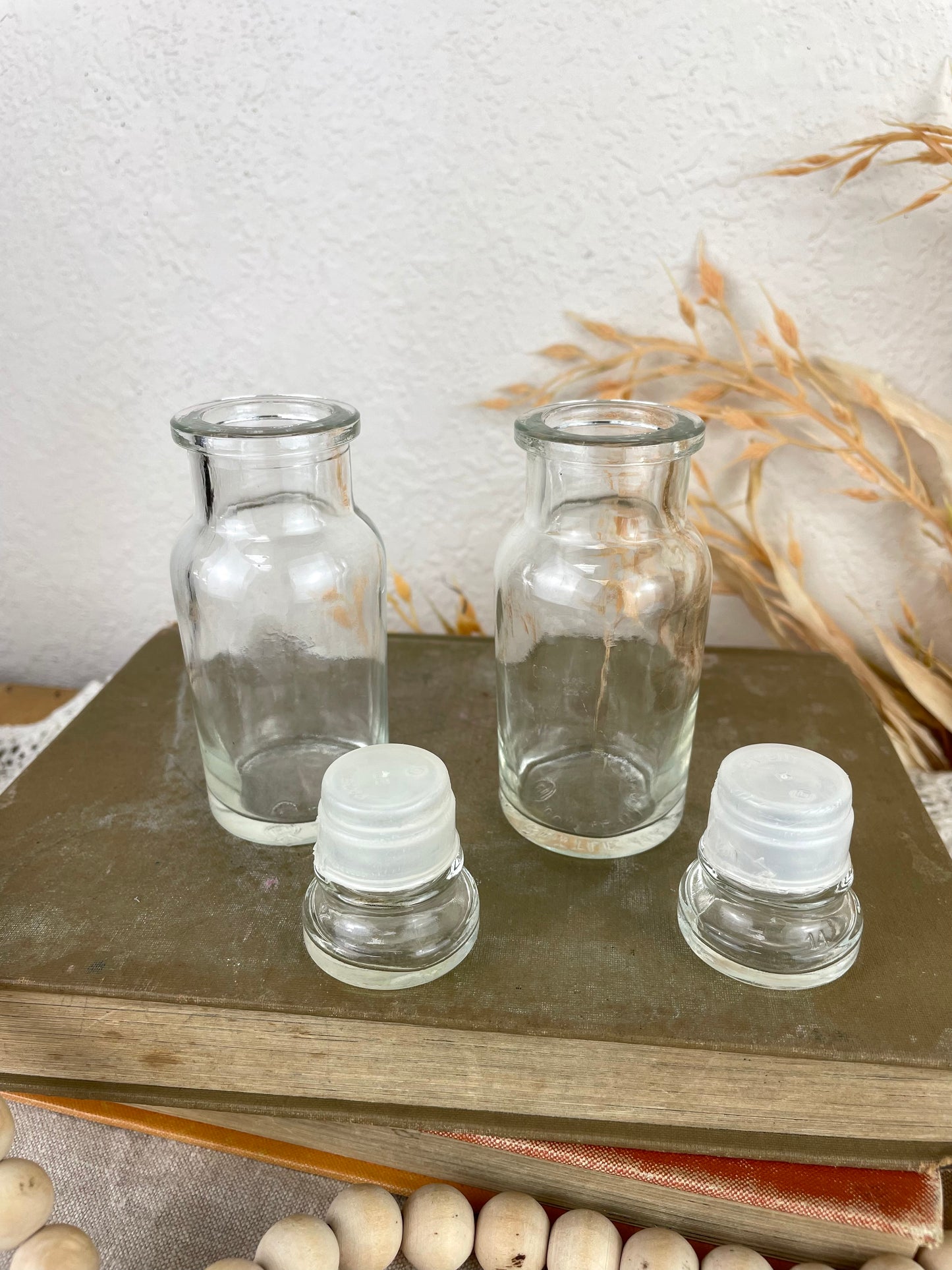 Vintage Clear Glass Japanese Bottle Set