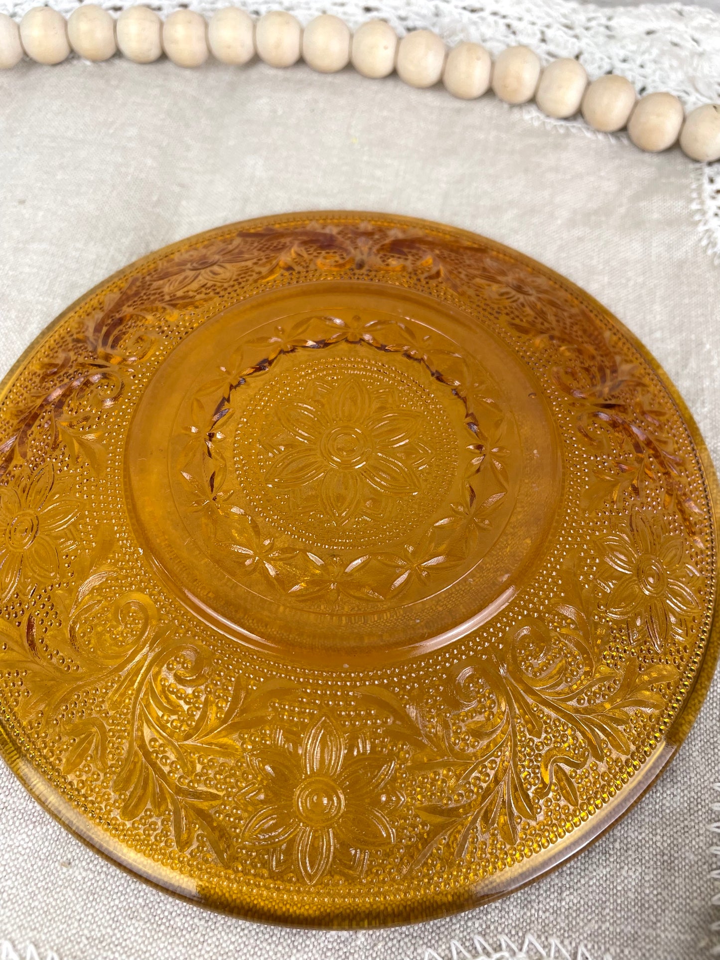 Vintage Indiana Glass Co. Tiara Amber Glass Saucer Plate