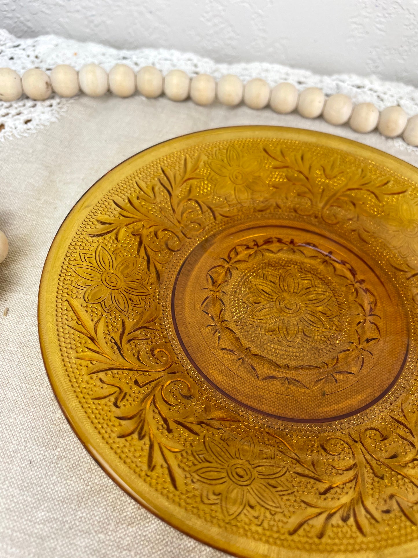 Vintage Indiana Glass Co. Tiara Amber Glass Saucer Plate