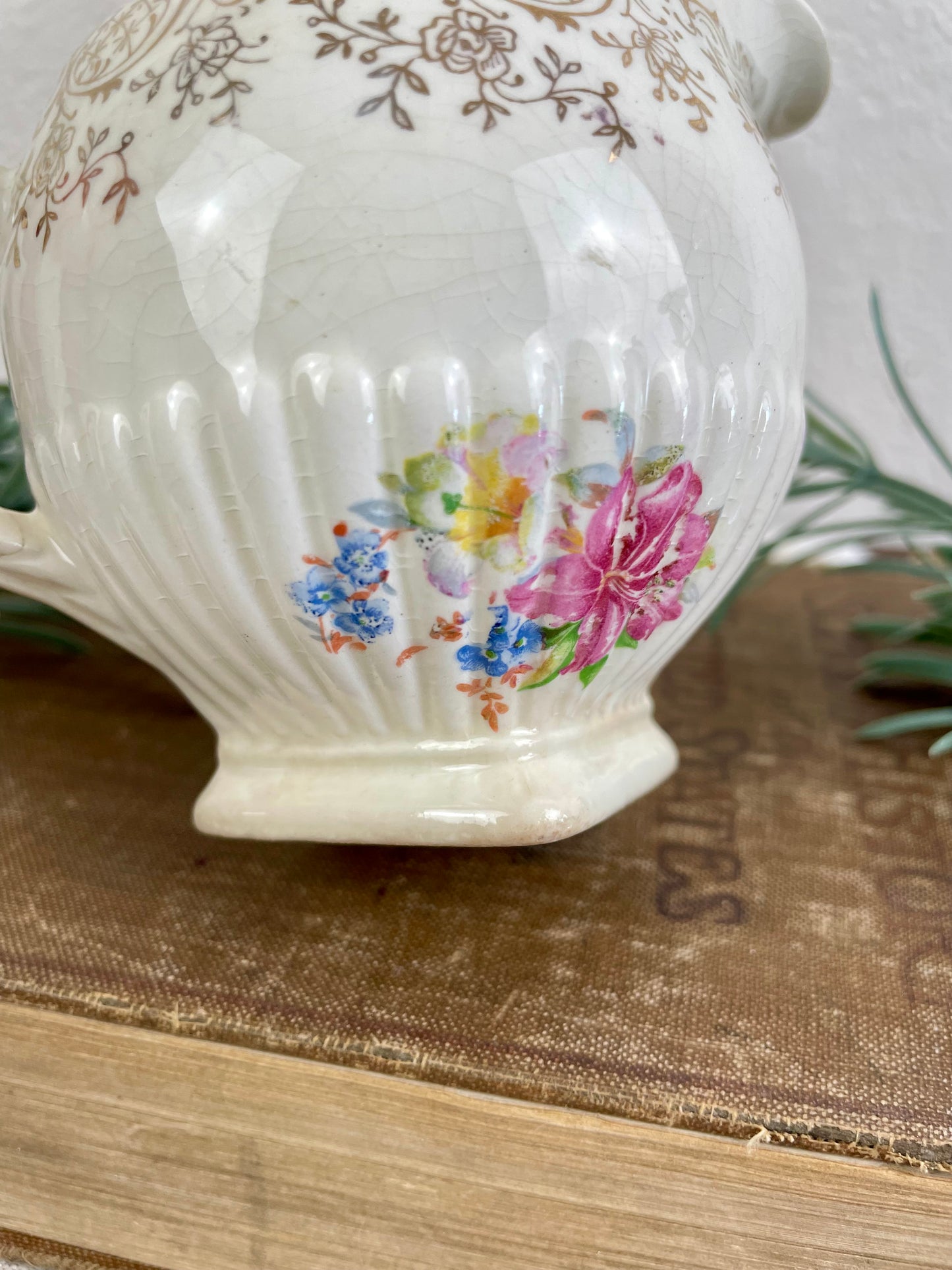 Vintage Porcelain China Creamer with Floral Pattern