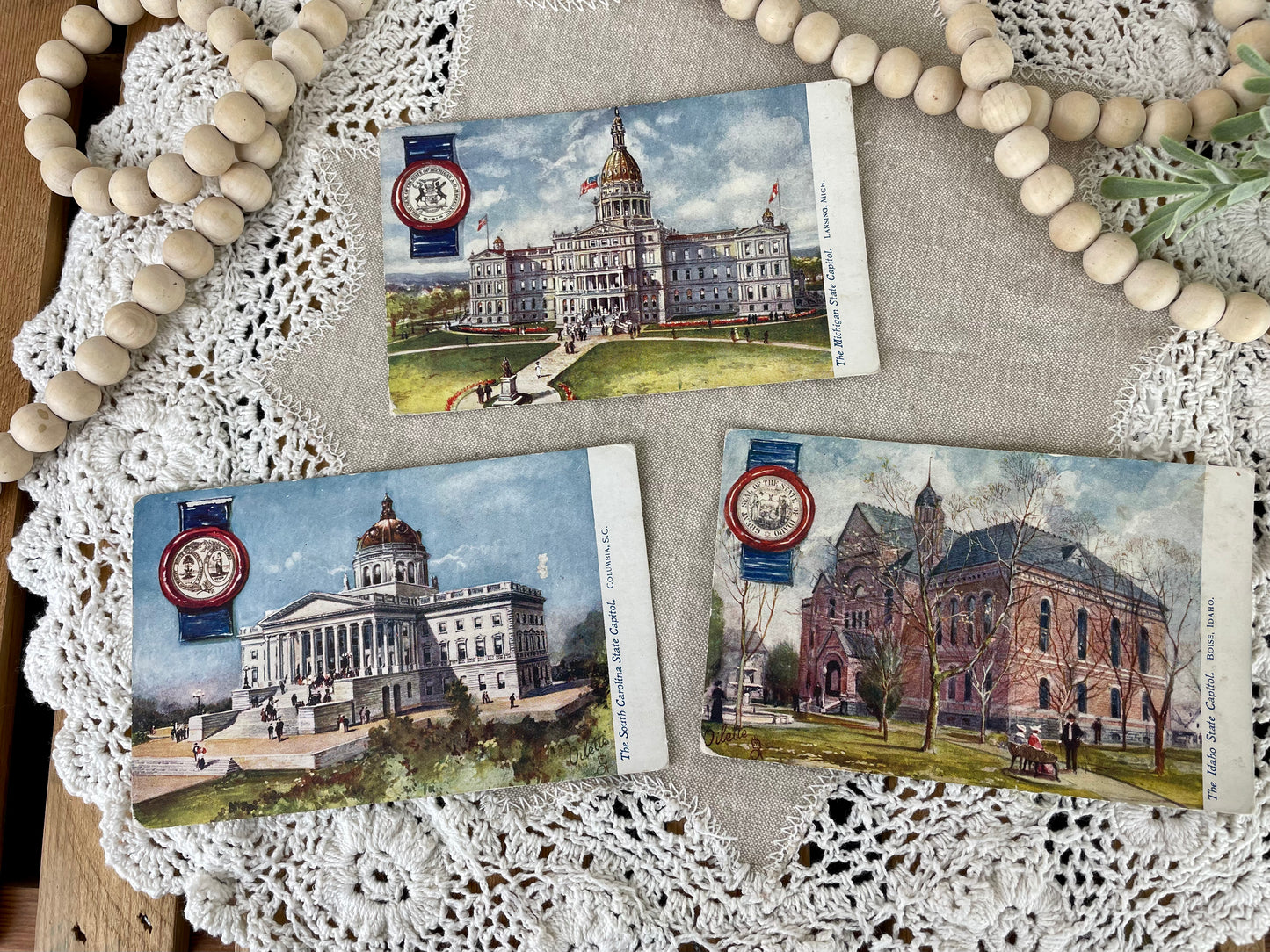 Set of 3 Vintage State Capitol Postcards