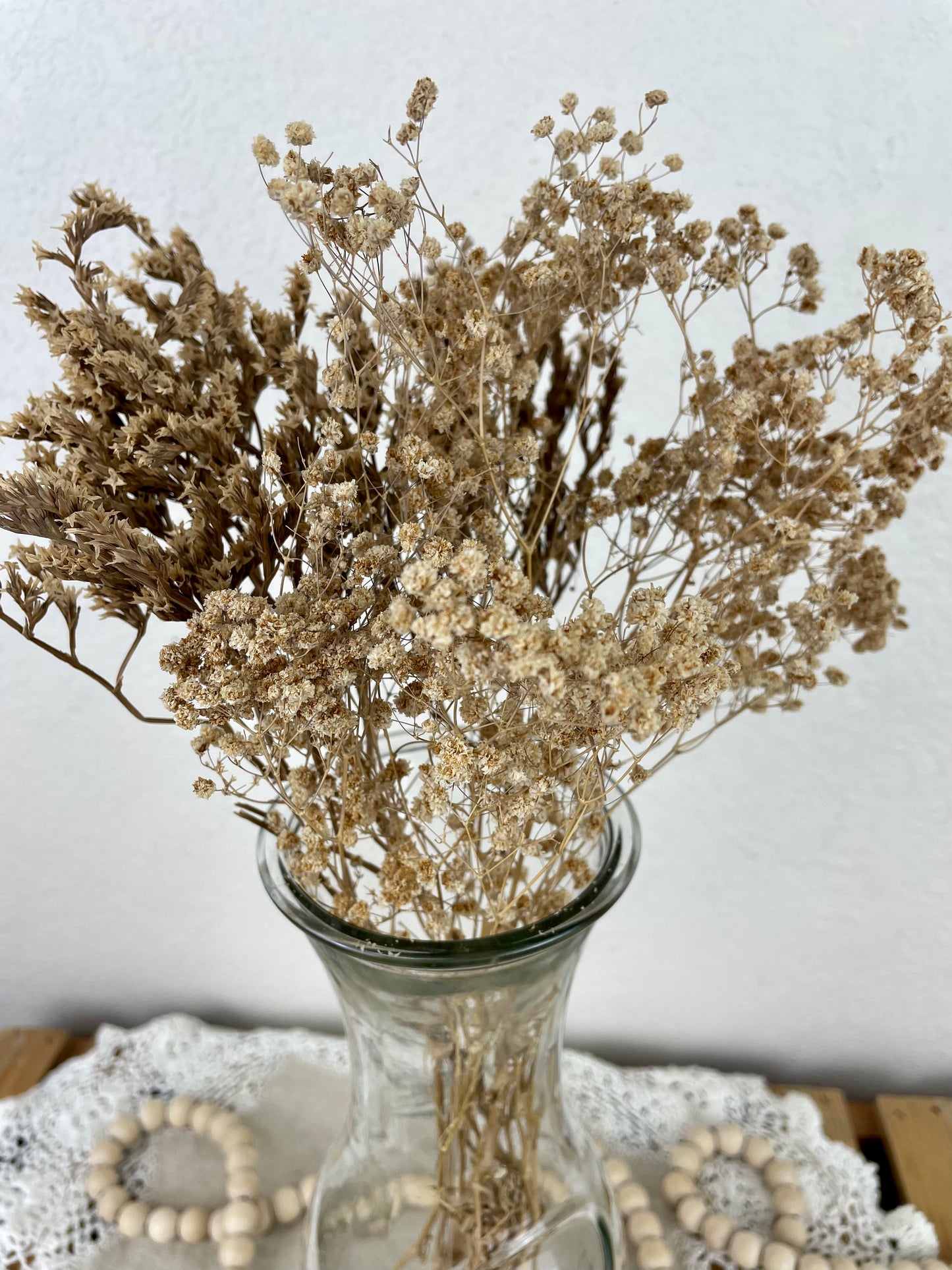 Vintage Glass Milk Carafe with Dried Florals