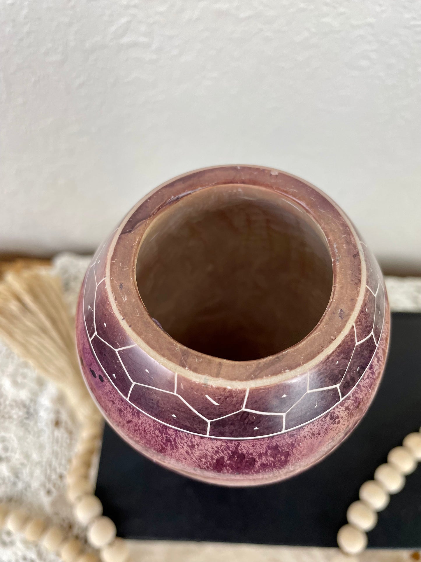 Vintage Marble Vase with Carved Designs