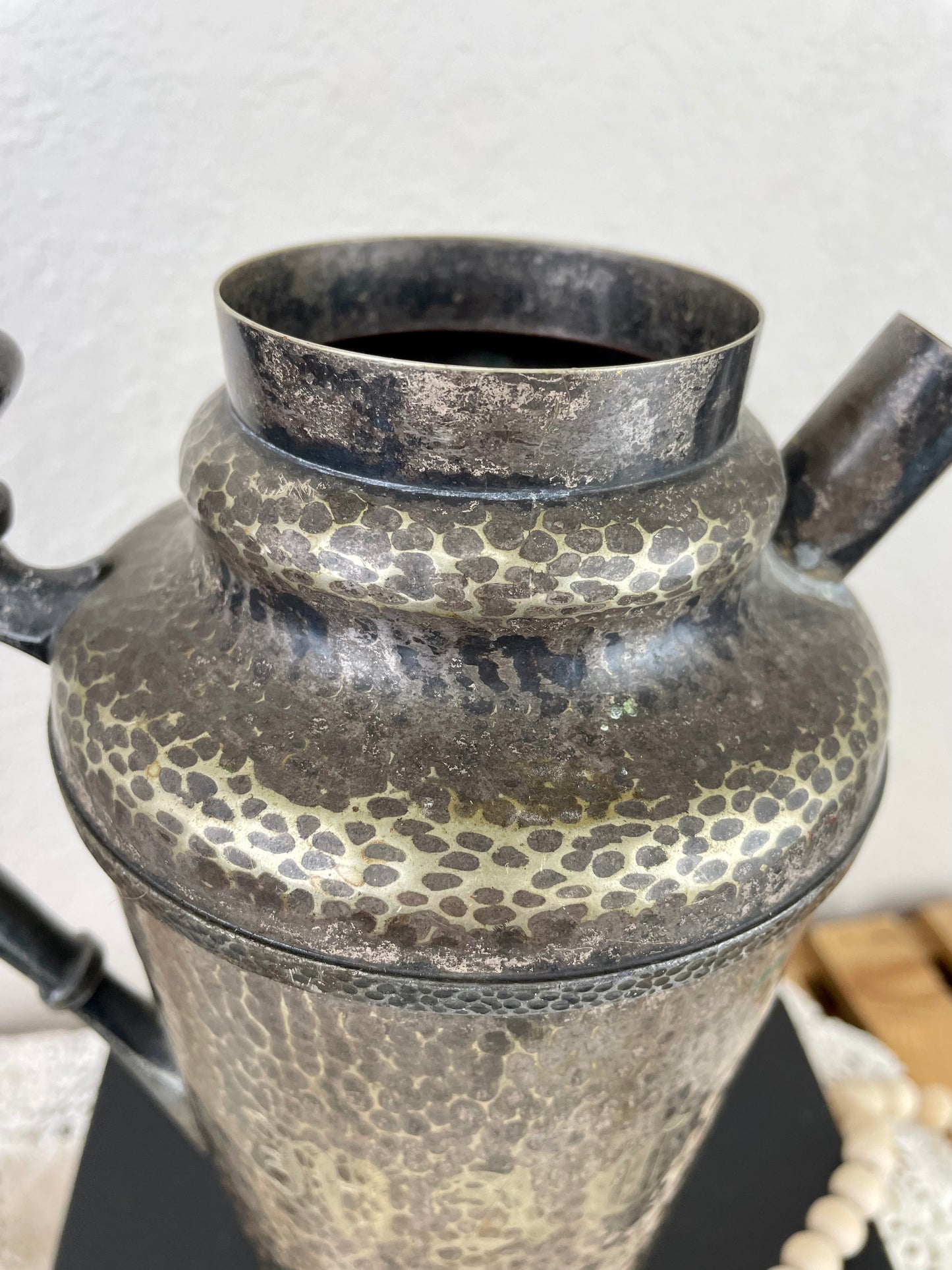 Vintage Hammered Silver Pitcher with MAC Monogram