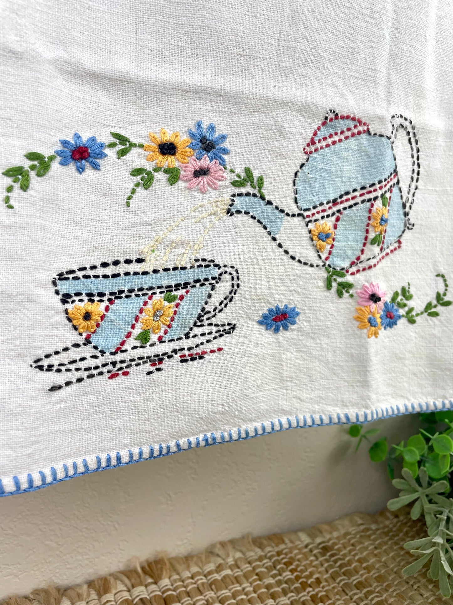 Vintage Embroidered Tea Towel