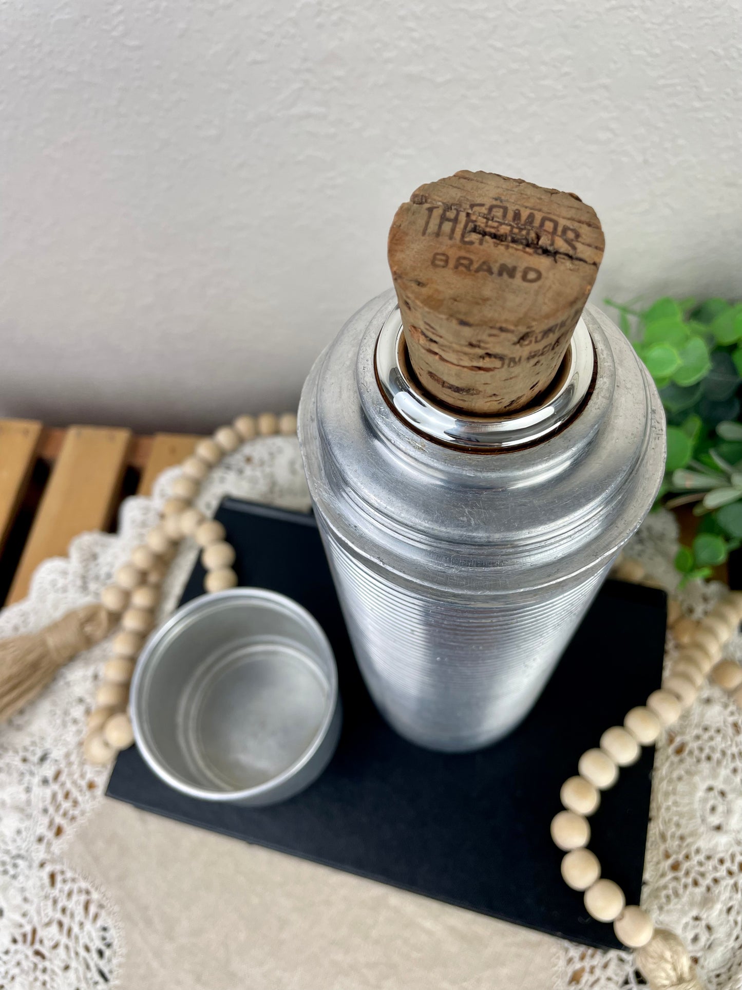 Vintage 1960’s Aluminum Thermos with Cork Top