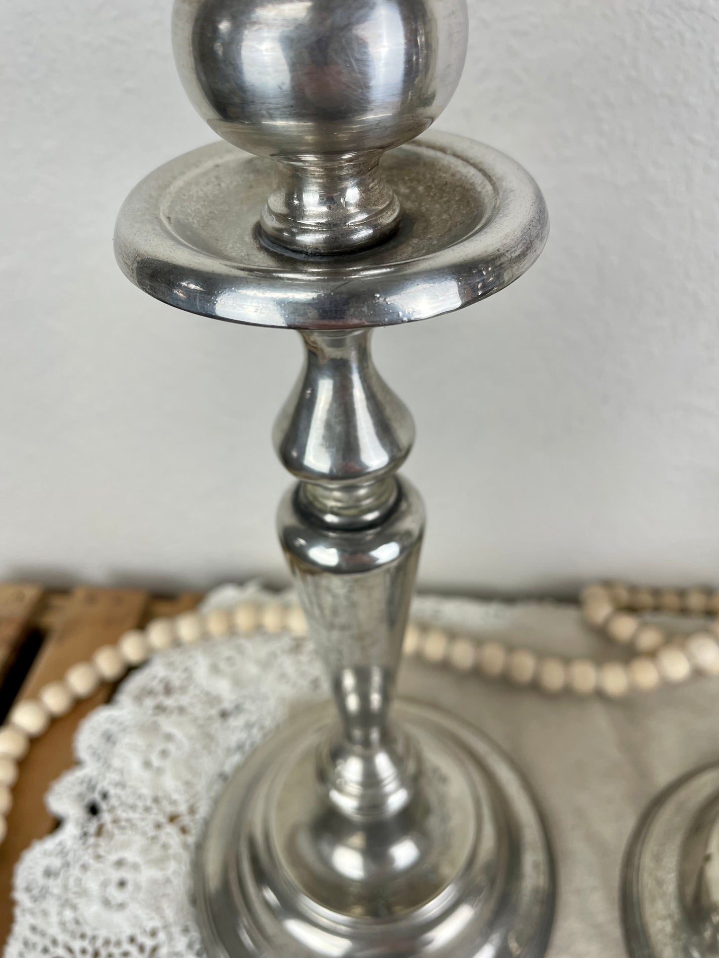 Vintage Silverplate Candlestick Set with Natural Patina