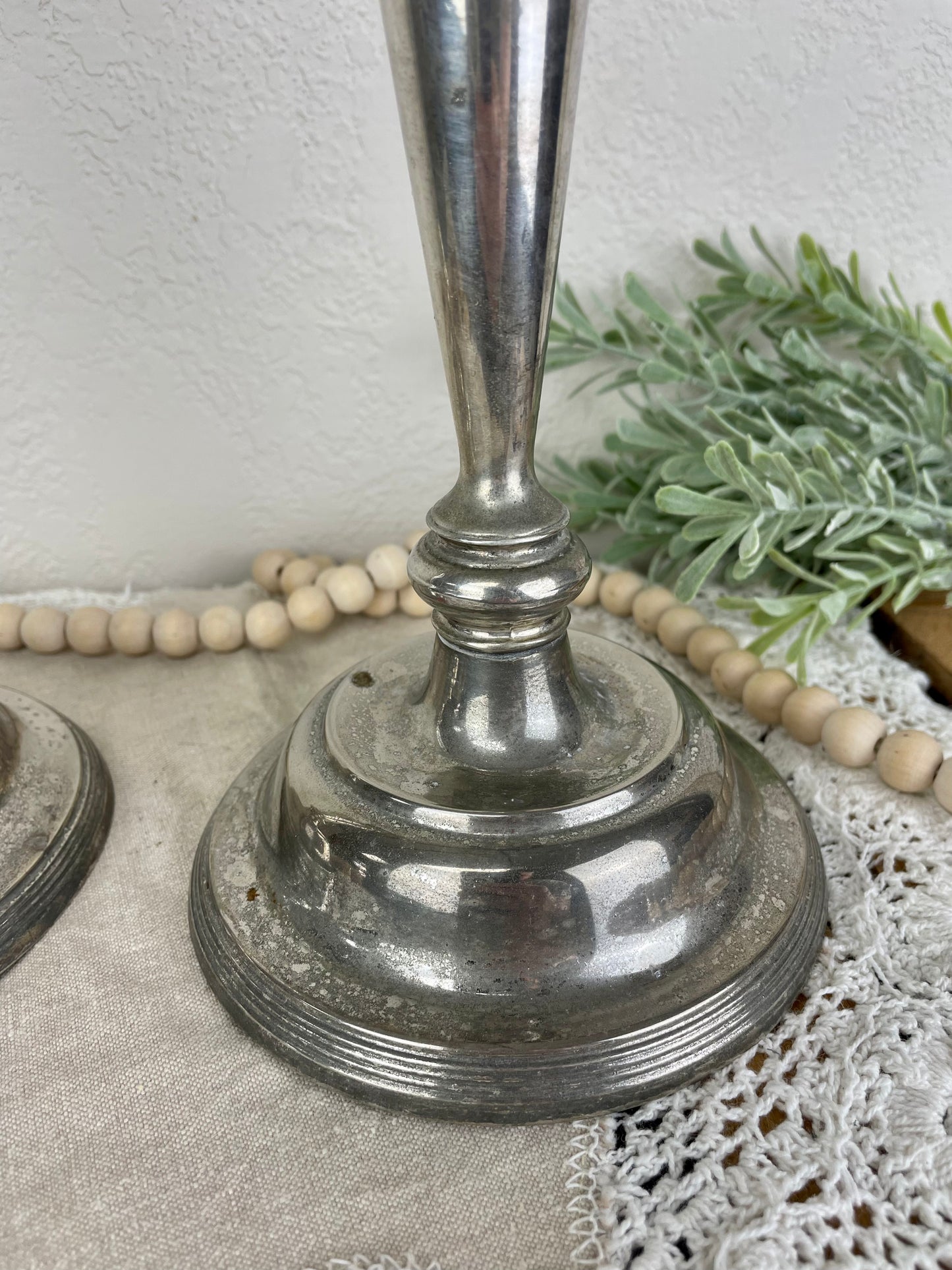 Vintage Silverplate Candlestick Set with Natural Patina