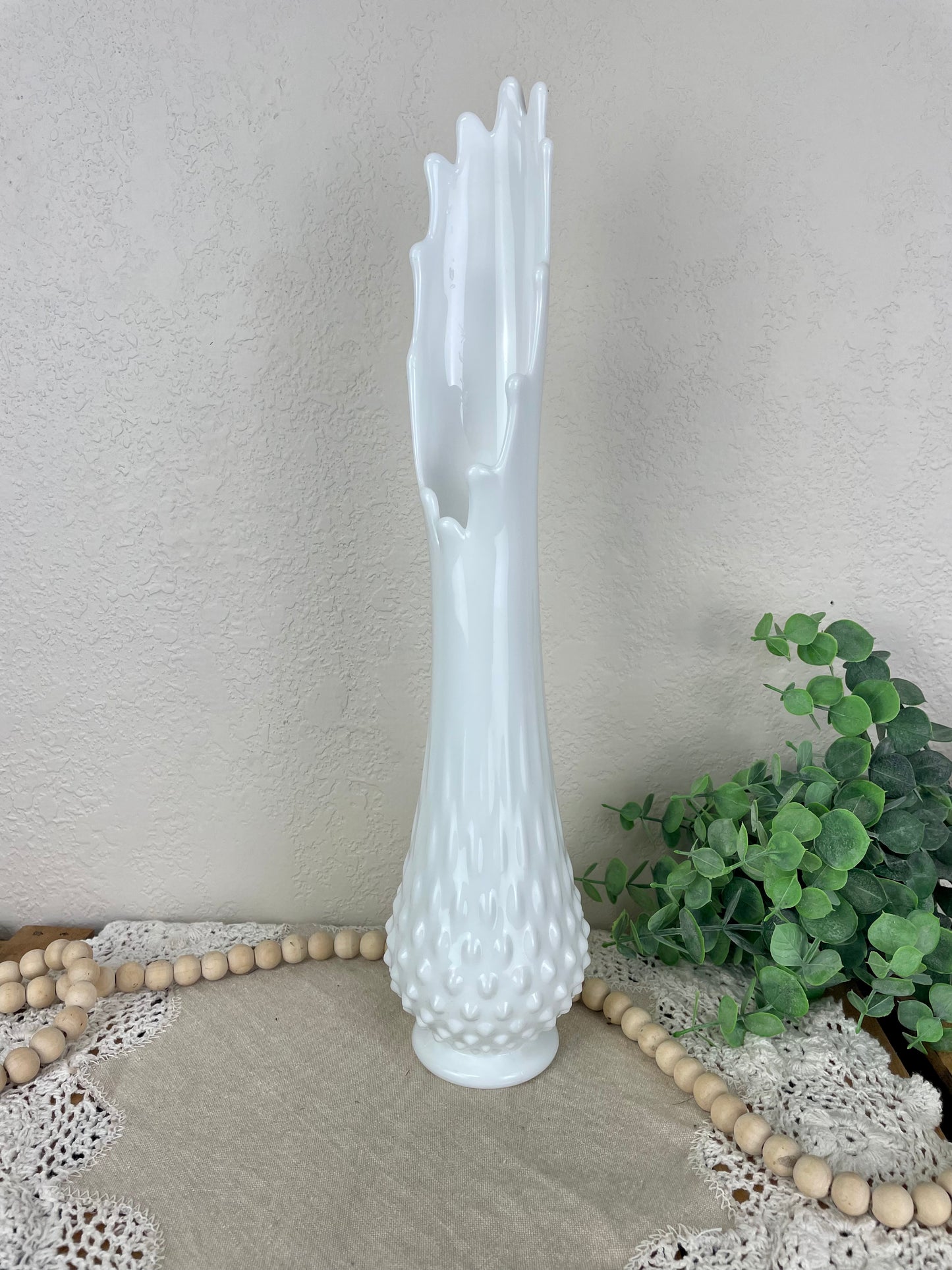 Vintage Mid-Century Fenton Hobnail Swung Glass Vase