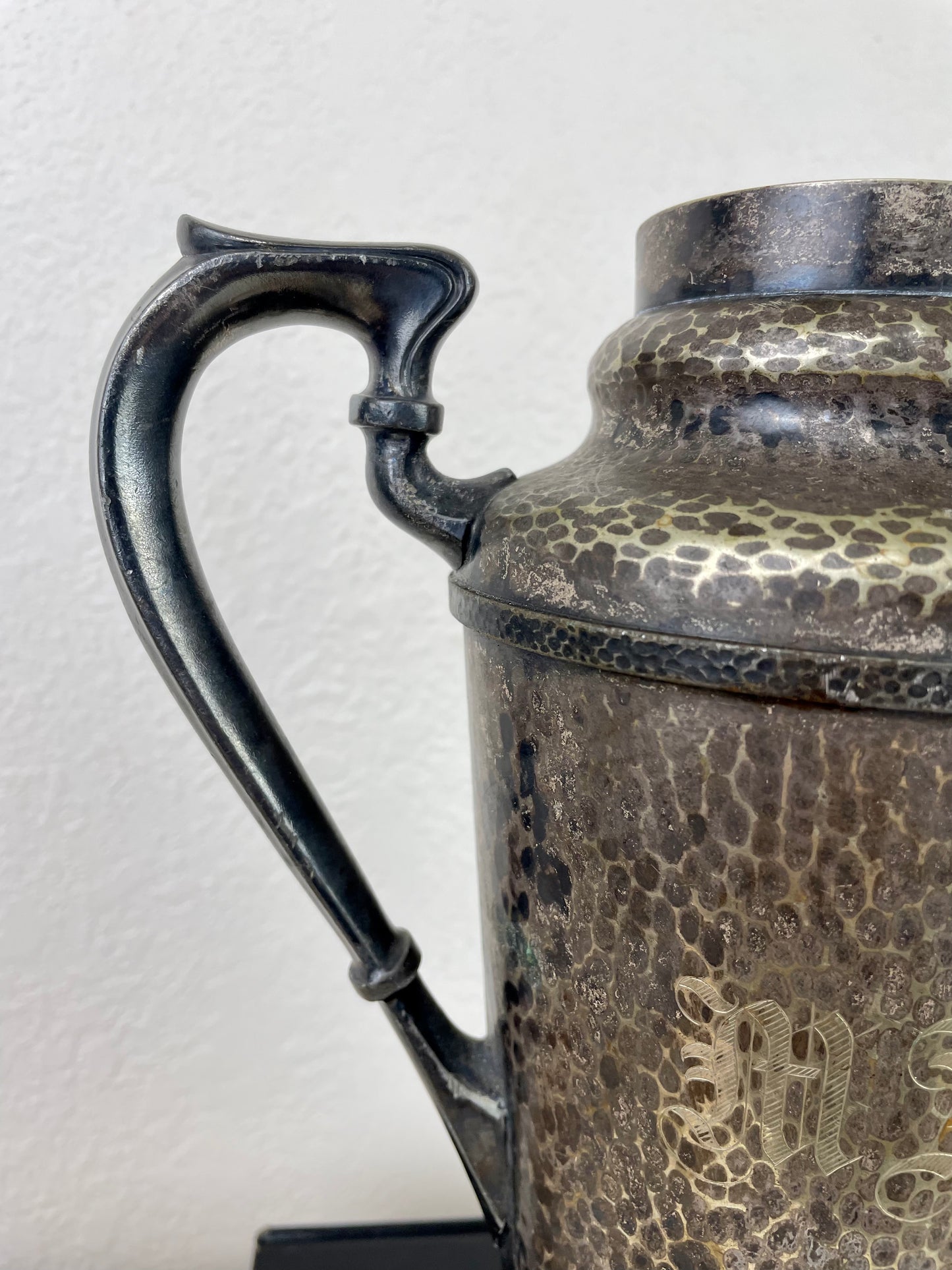 Vintage Hammered Silver Pitcher with MAC Monogram