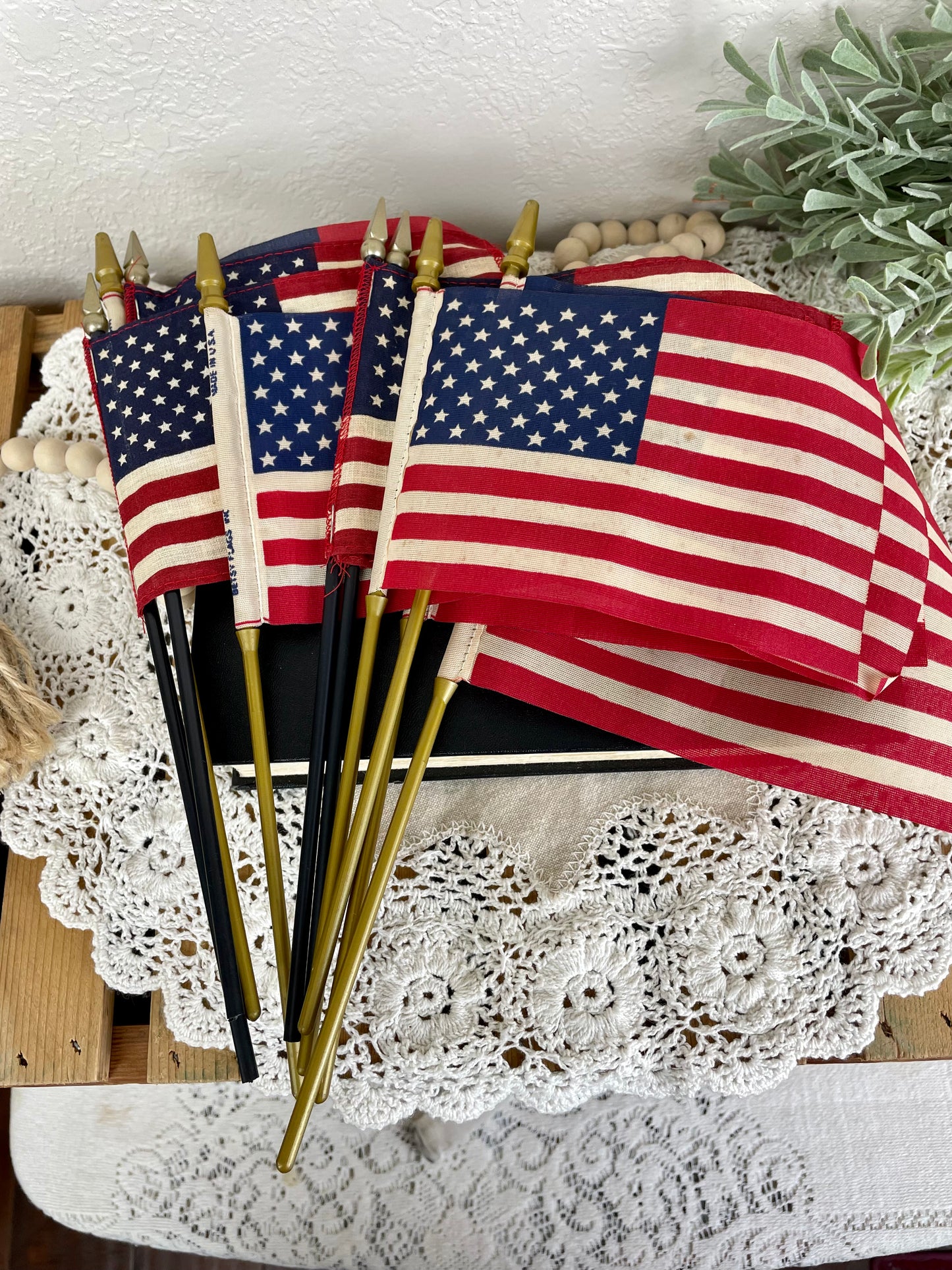 Vintage Glass Jar with Mini Flags