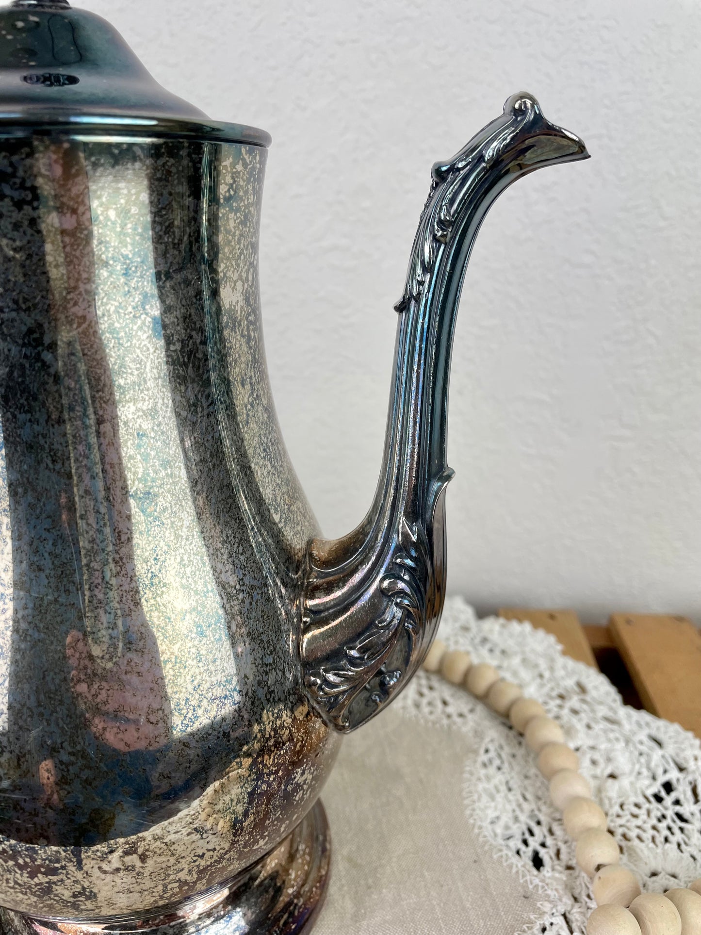 Vintage WM Rogers Silverplate Ornate Footed Teapot