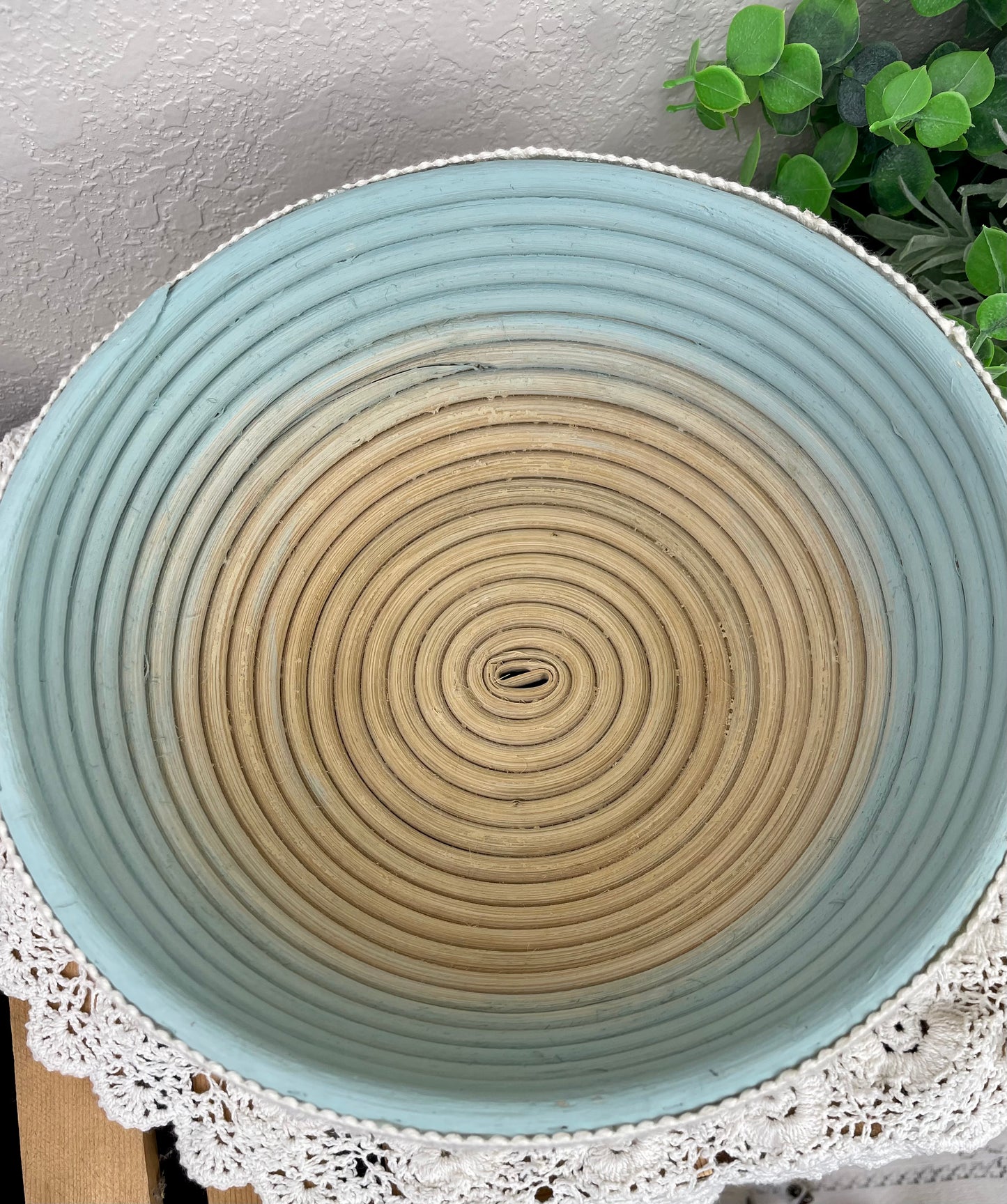 Blue Ombré Basket with Macrame Fringe