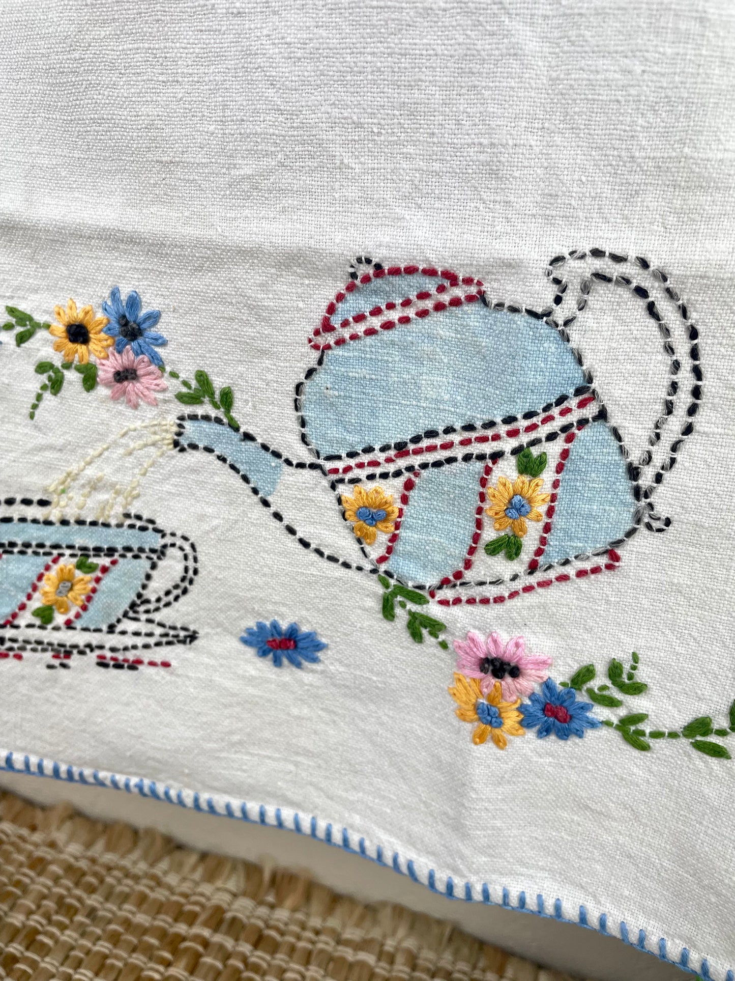 Vintage Embroidered Tea Towel