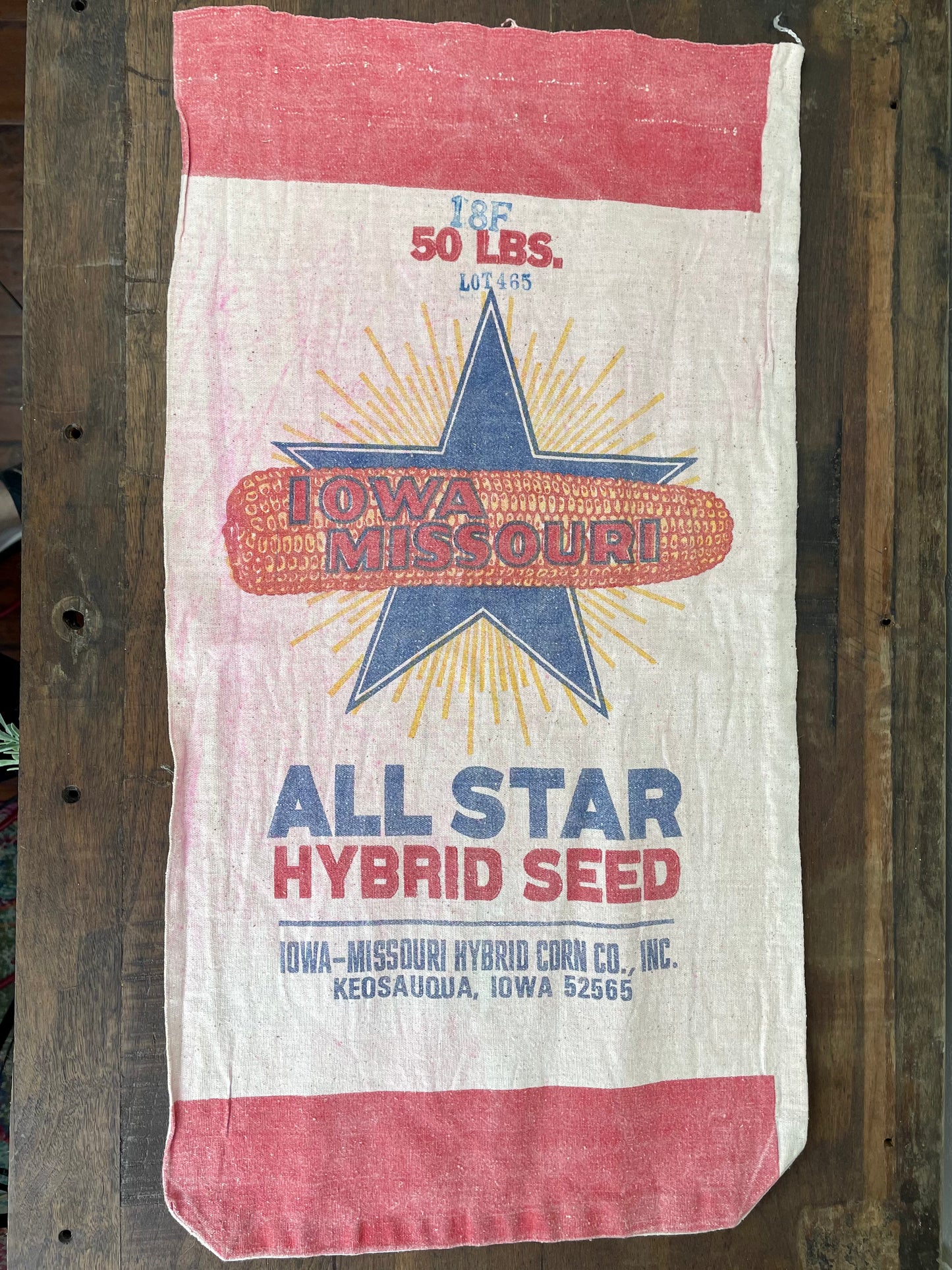 Vintage Keosauqua, Iowa Canvas Seed Sack