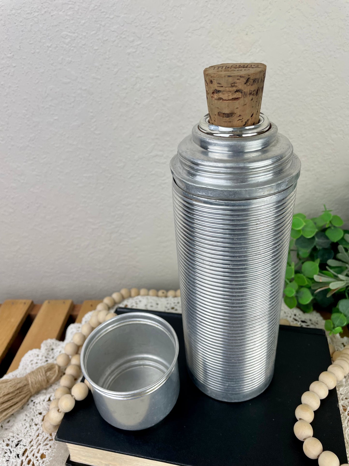 Vintage 1960’s Aluminum Thermos with Cork Top