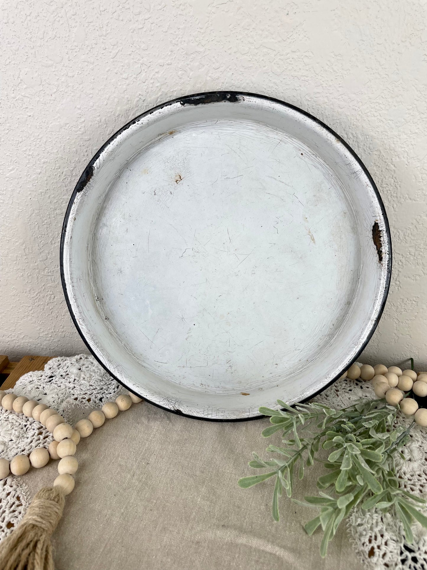 Vintage Blue & White Enamel Plate