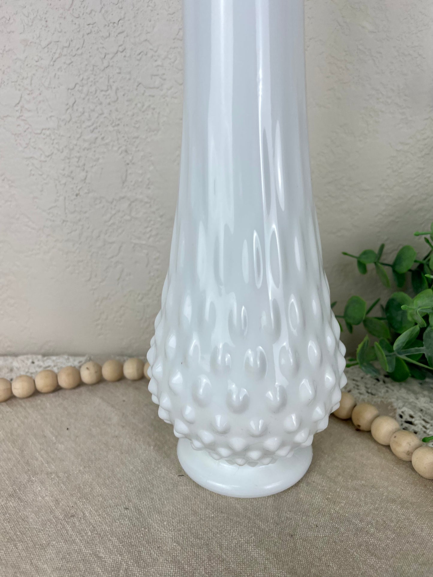 Vintage Mid-Century Fenton Hobnail Swung Glass Vase