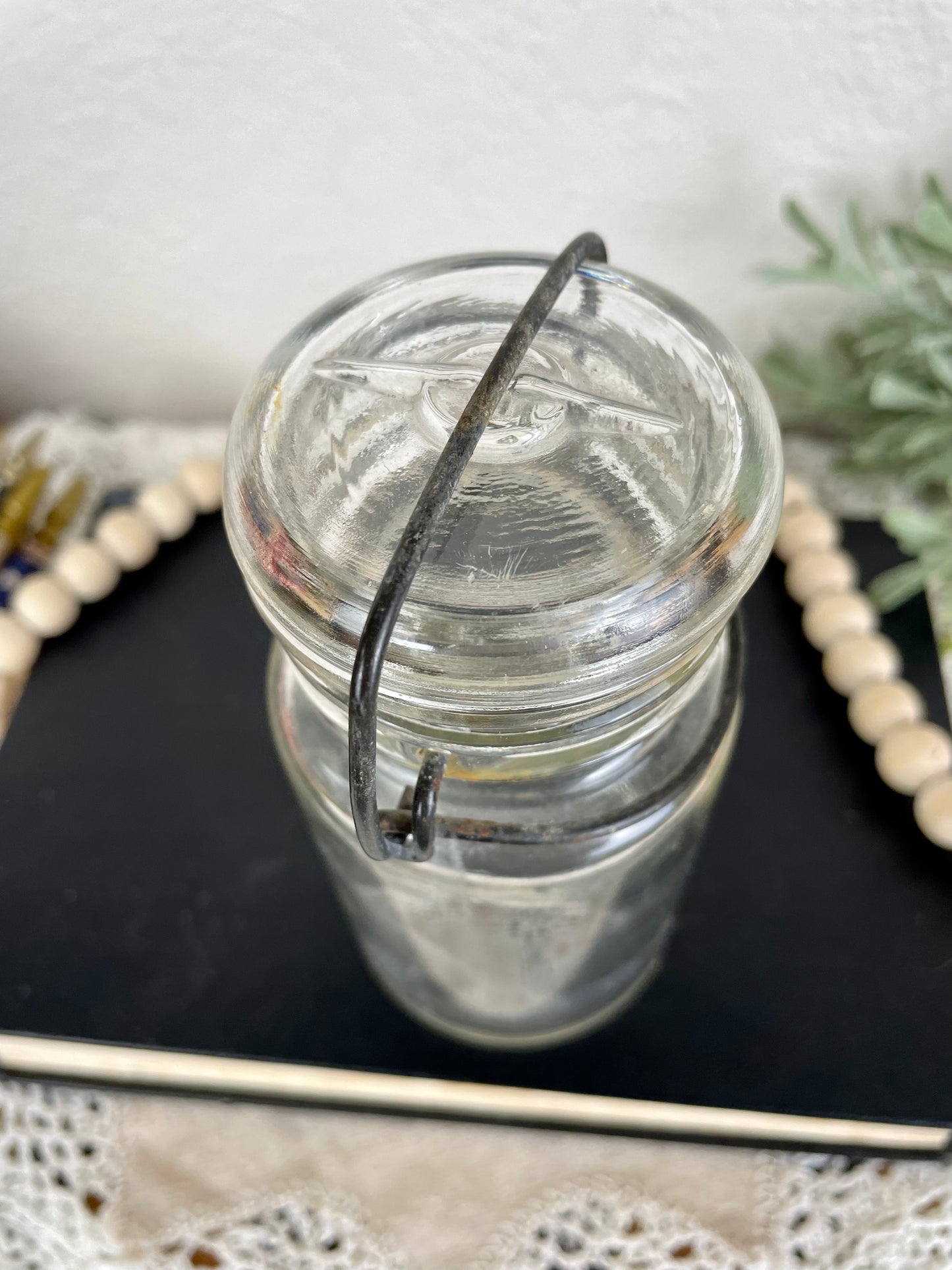 Vintage Glass Jar with Mini Flags