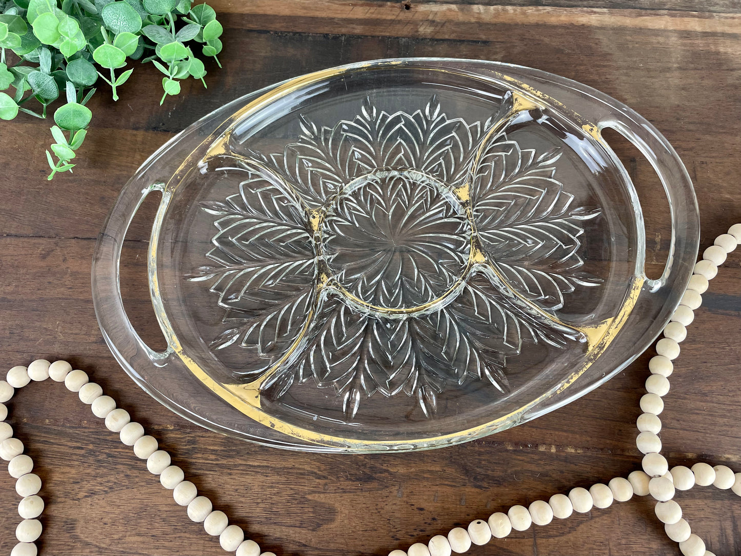 Vintage 1950’s Jeannette Glass Sectioned Relish Serving Tray