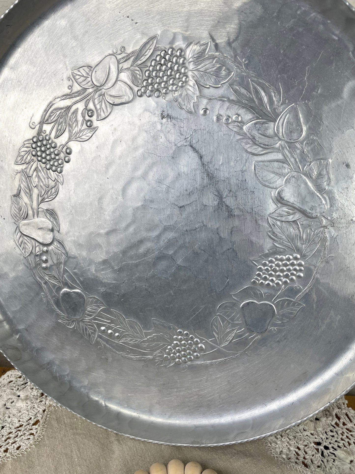 Vintage Hammered Aluminum Serving Platter