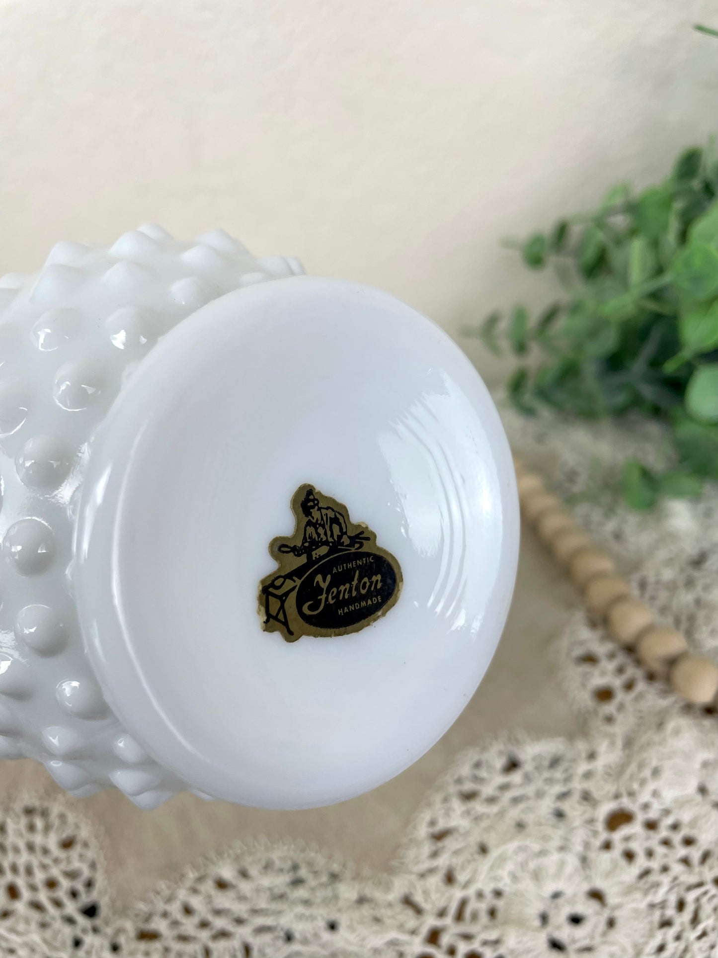 Vintage Mid-Century Fenton Hobnail Swung Glass Vase