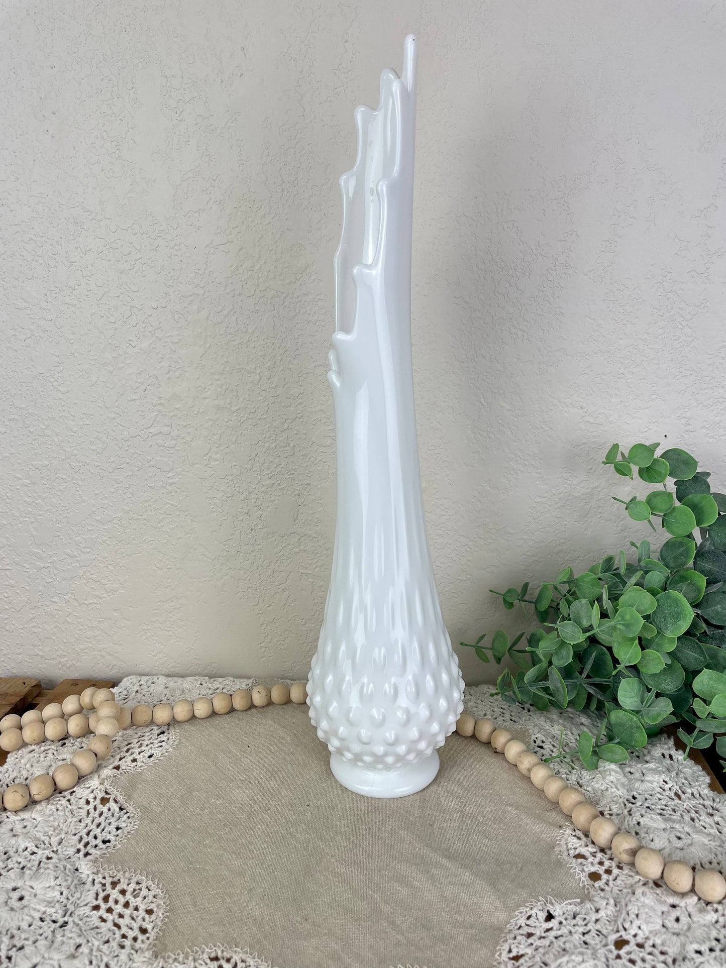 Vintage Mid-Century Fenton Hobnail Swung Glass Vase