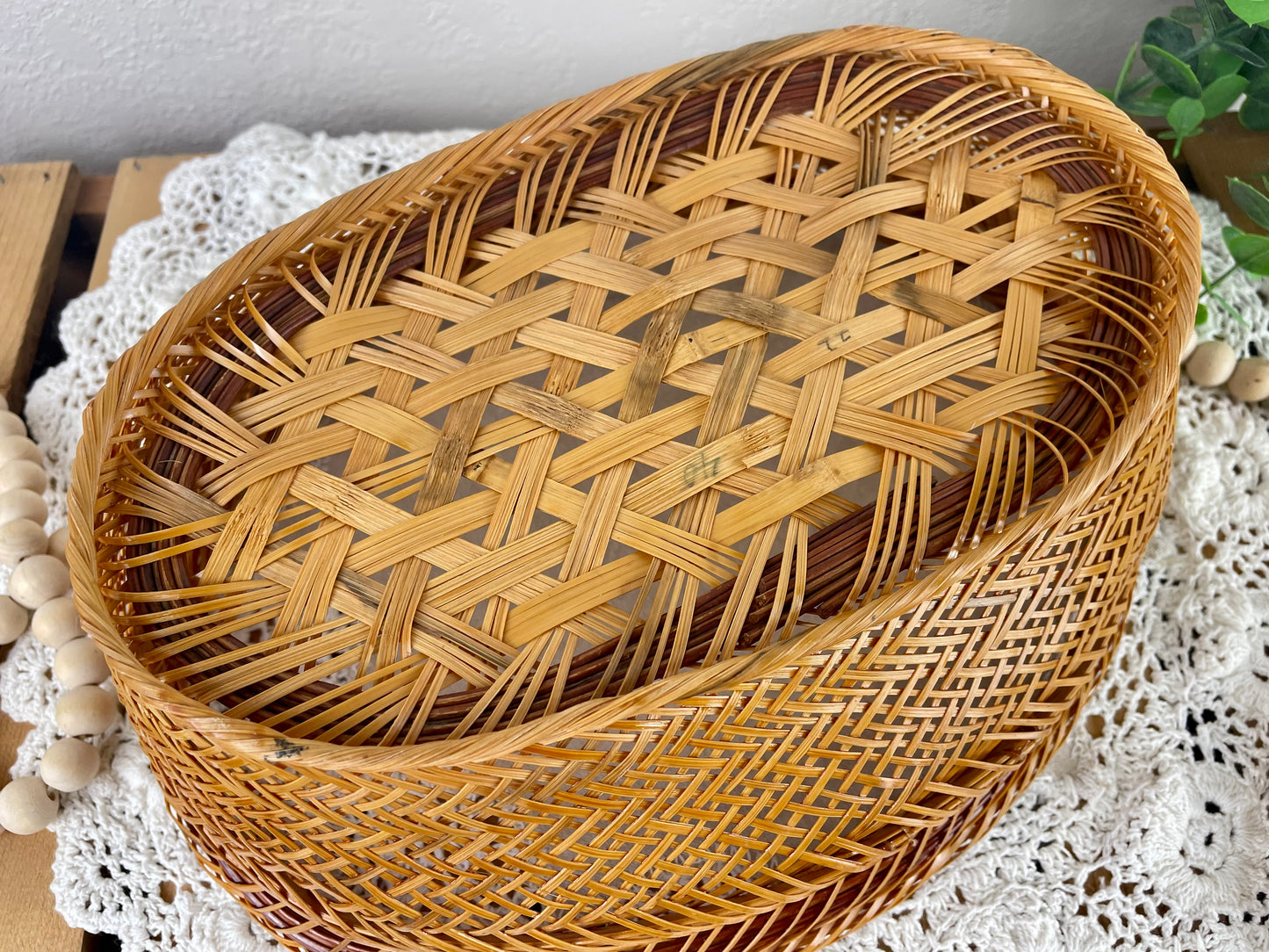 Vintage Wicker Oval Basket