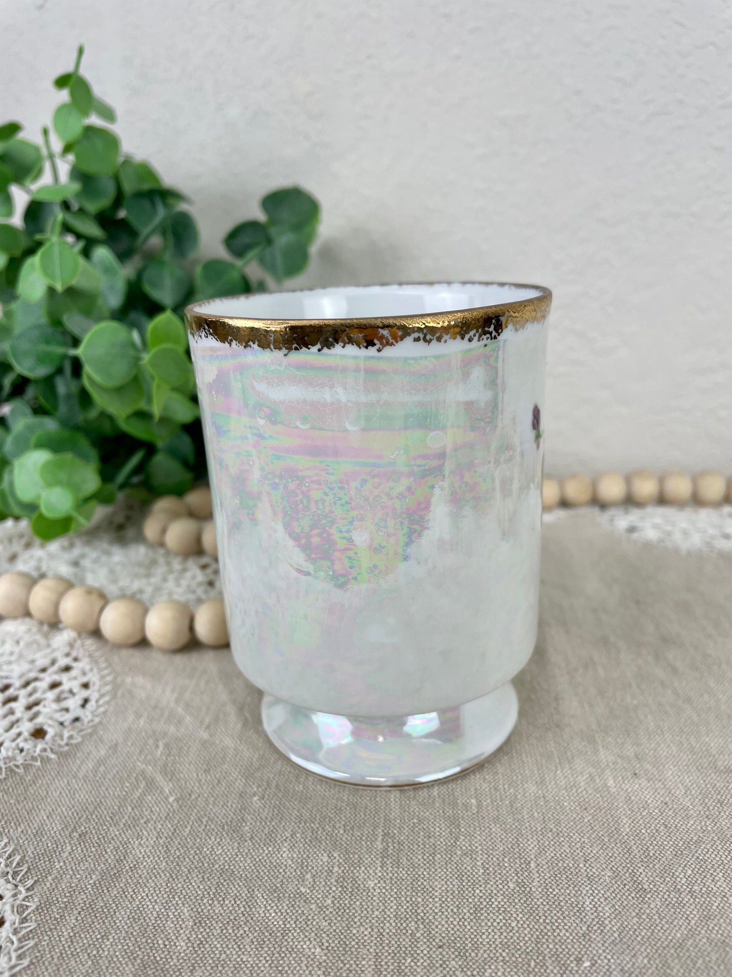 Vintage Violet Flower Lusterware Mug