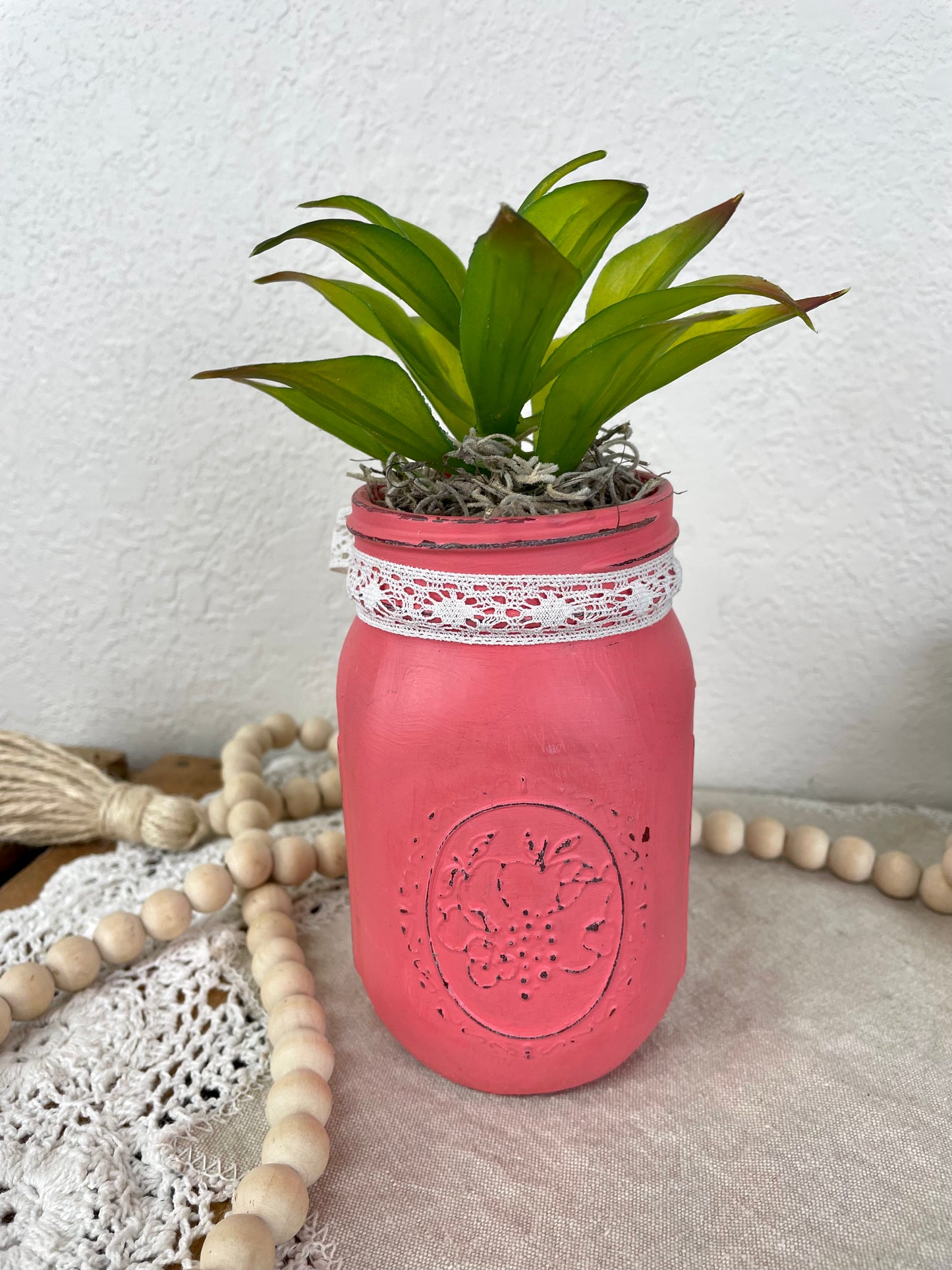 Hand Painted Succulent Jar