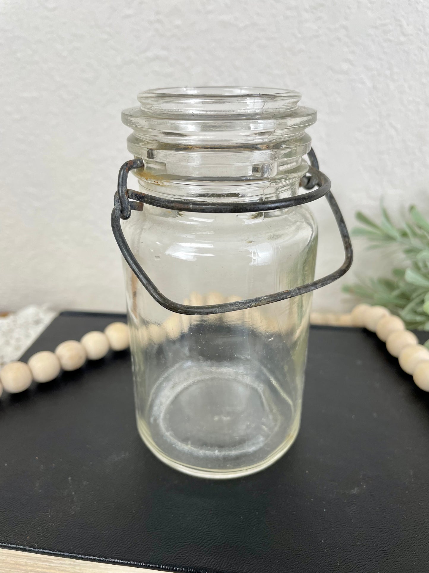 Vintage Glass Jar with Mini Flags