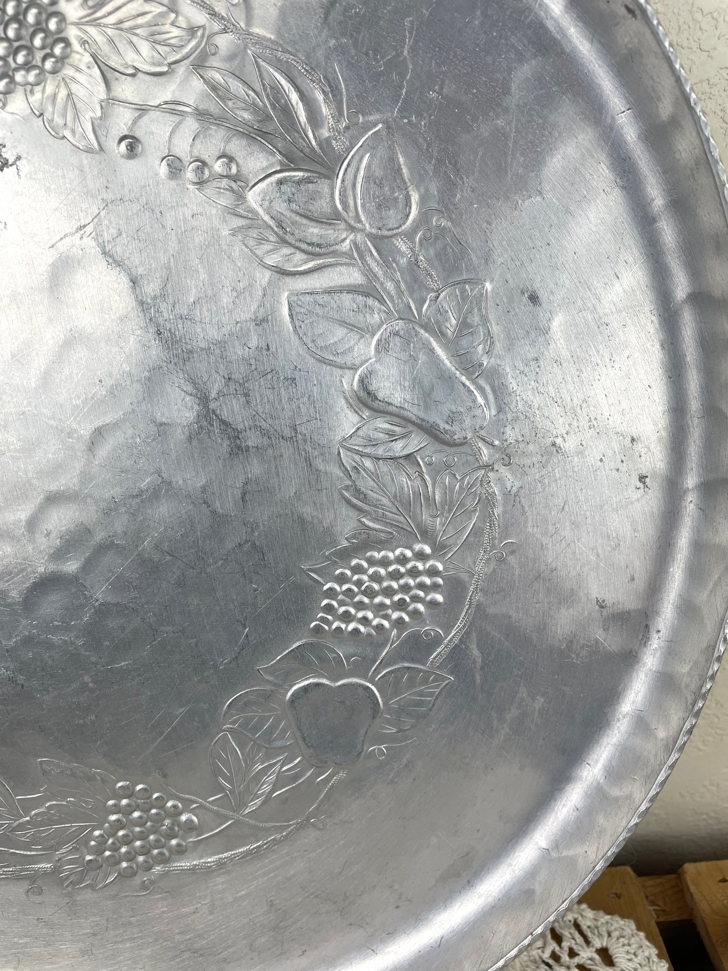 Vintage Hammered Aluminum Serving Platter