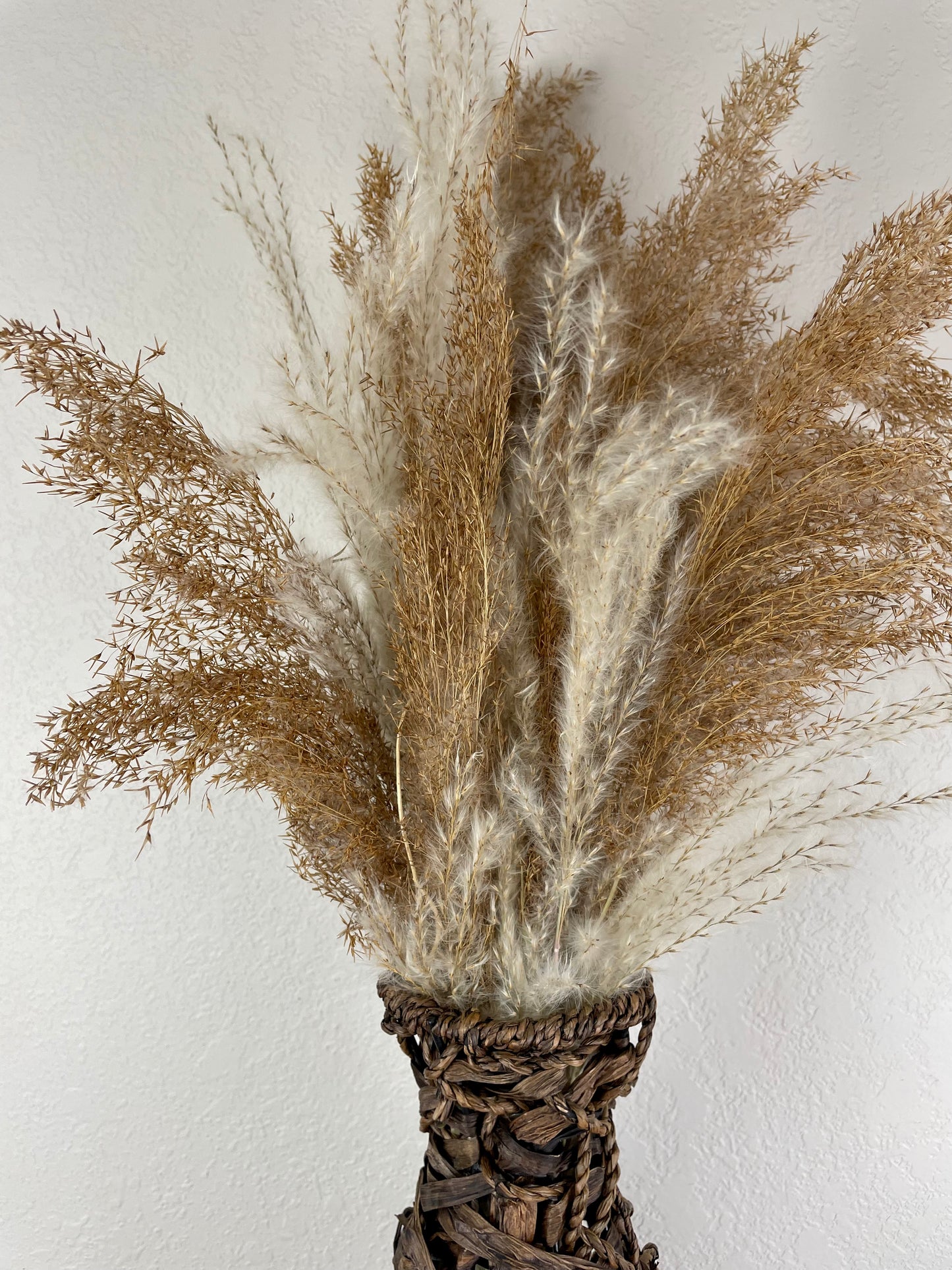 Vintage Wicker Vase with Dried Florals