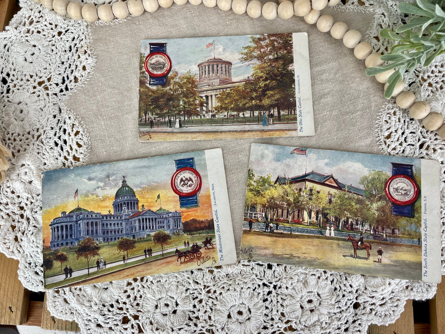 Set of 3 Vintage State Capitol Postcards #2