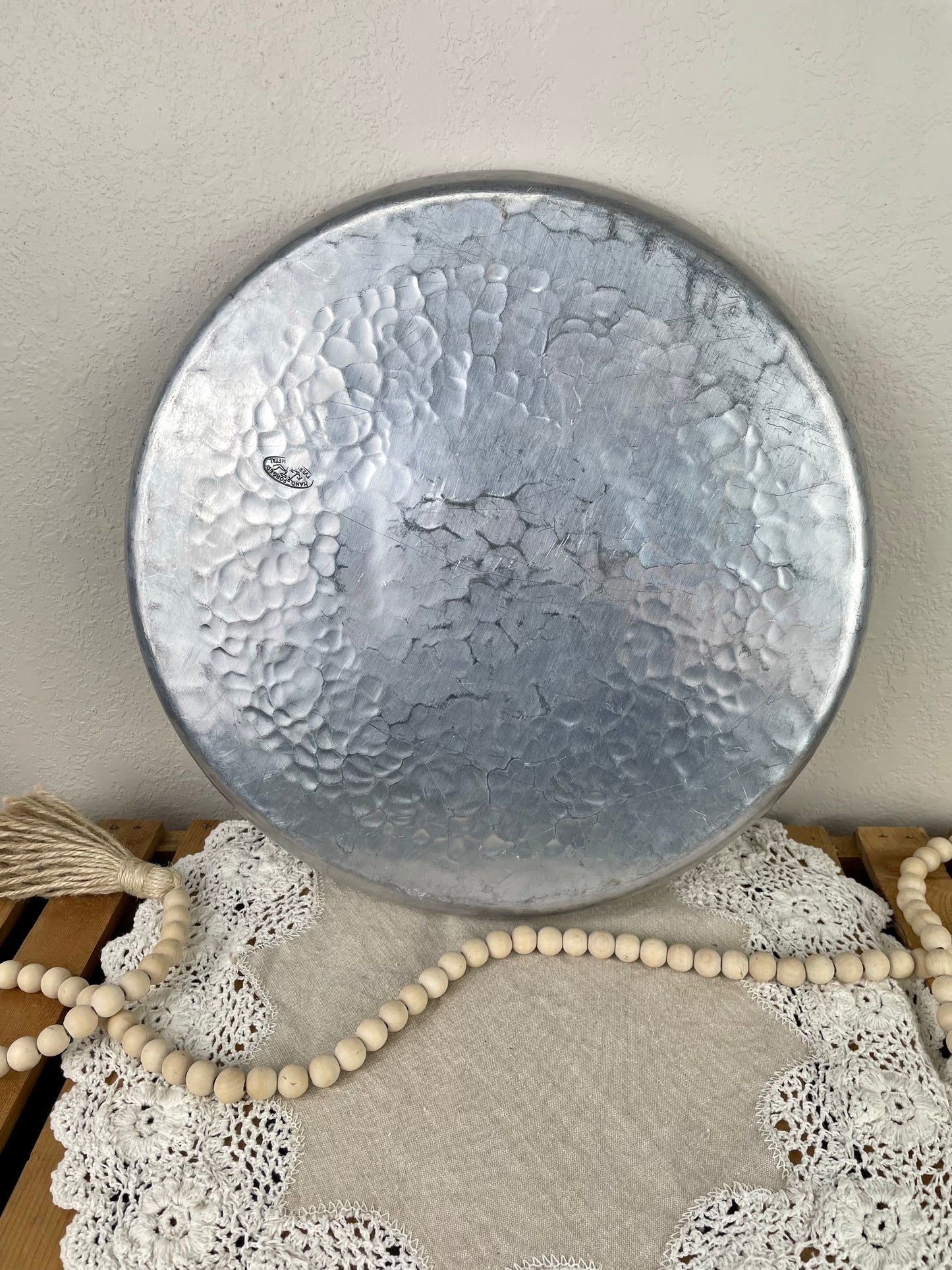 Vintage Hammered Aluminum Serving Platter