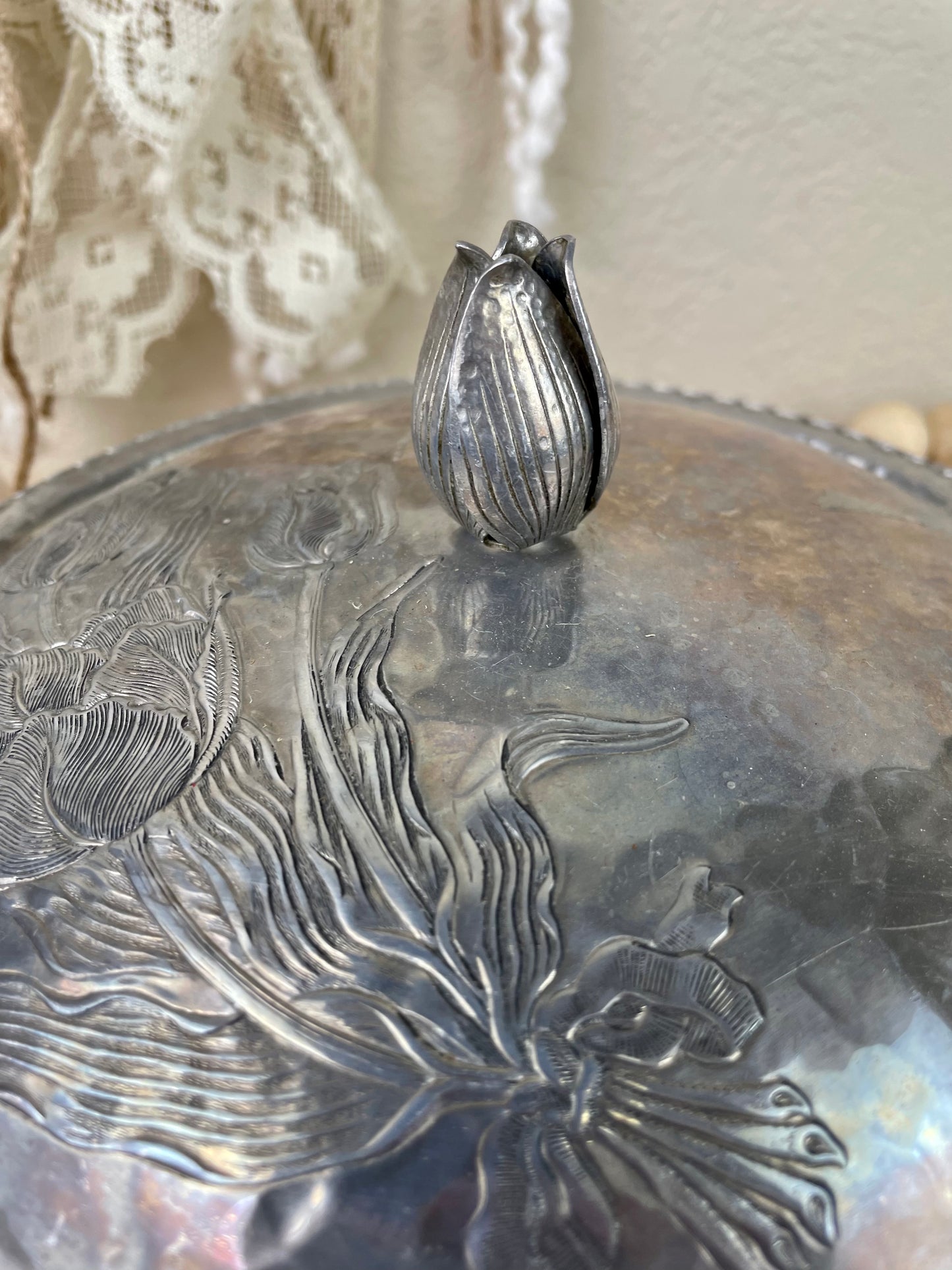 Vintage Rodney Kent Hammered Aluminum Dish with Lid